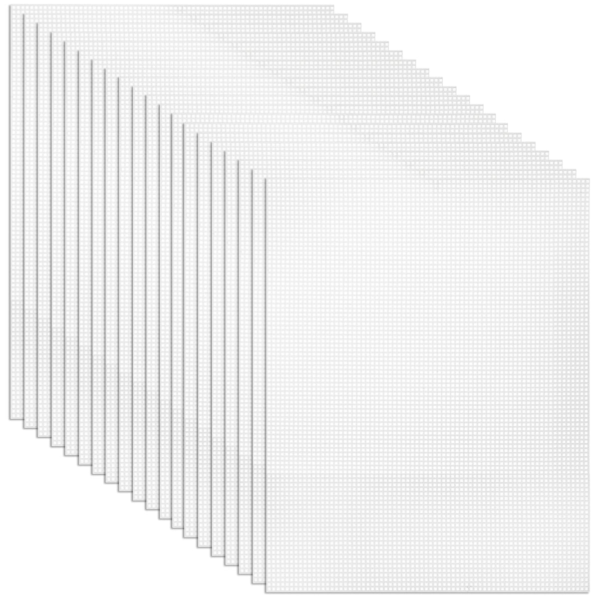 Tosnail 20 Pcs 7 Count Clear Plastic Mesh Canvas Sheets, 10.5x13.5 Inch Plastic Mesh Sheets for Knit and Crochet Projects Embroidery Acrylic Yarn