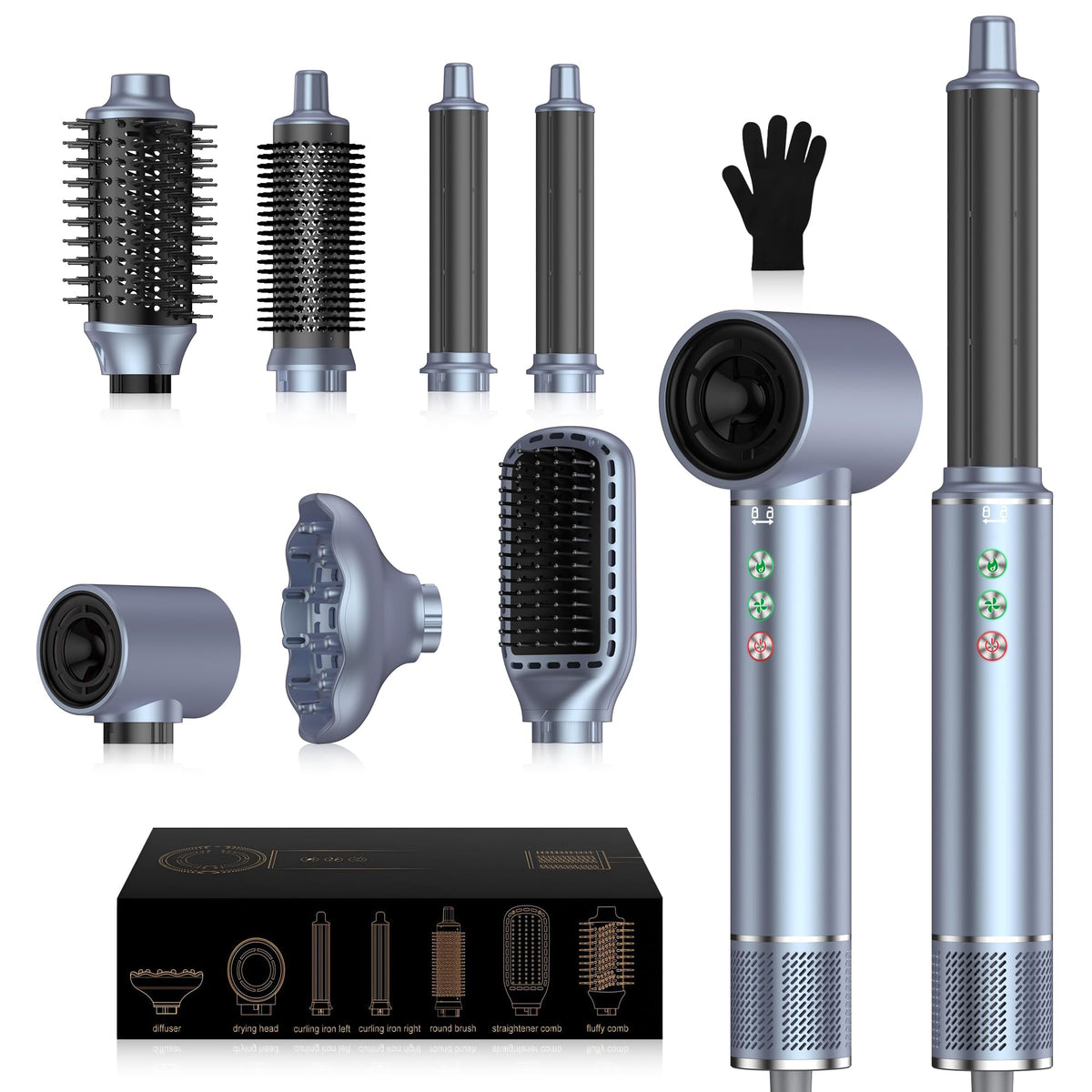 Magic Styler 7 in 1 with 110000 RPM High Speed Hair Styler, Hot Air Brush, Diffuser Hairdryer, Curler, Ionic Hairdryer for Fast Drying, Curling