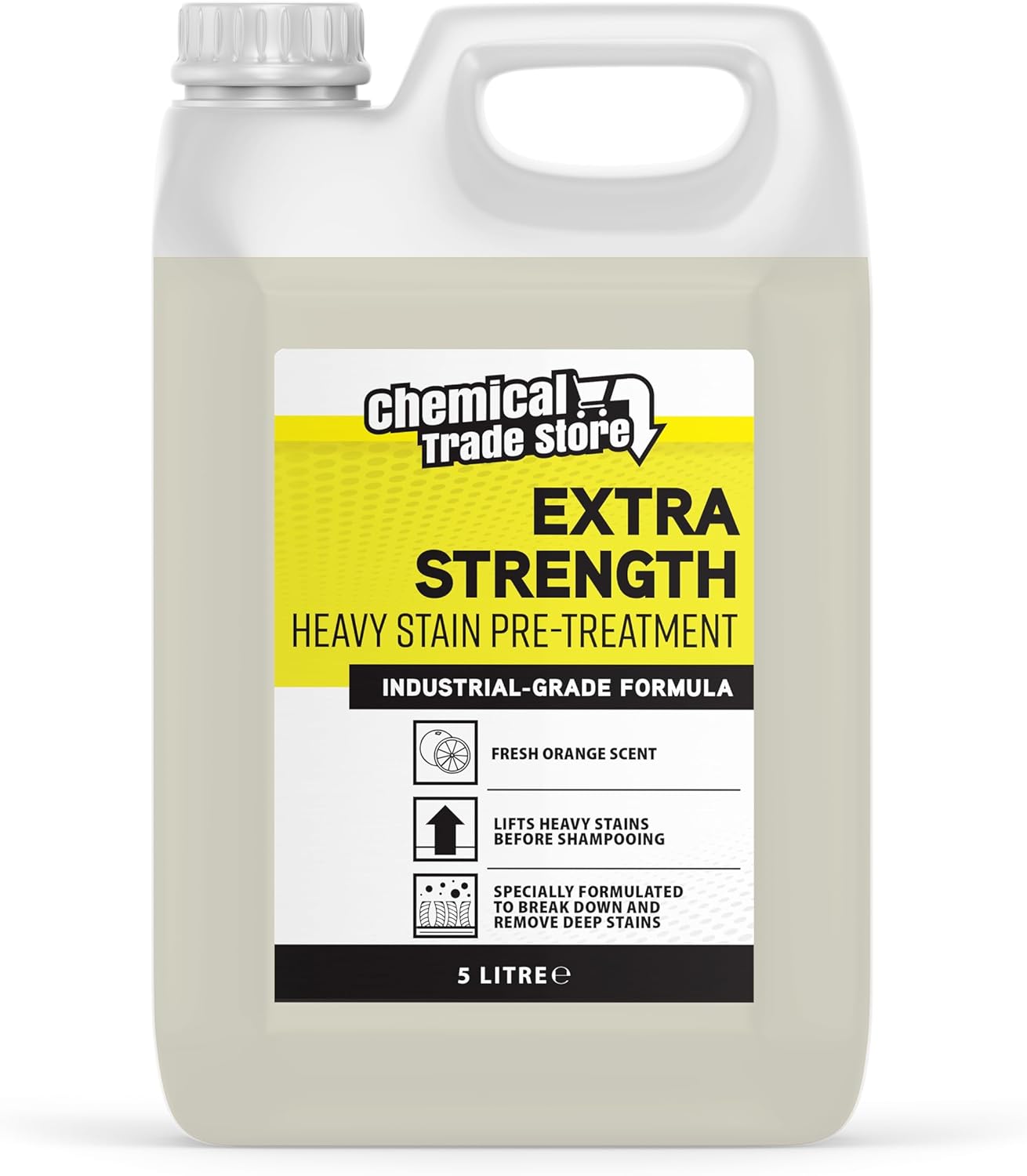 Powerful Carpet & Upholstery Cleaner, Heavy Stain Pre-Treatment, 5L - Fresh Orange Scent. New but scruffy bottle