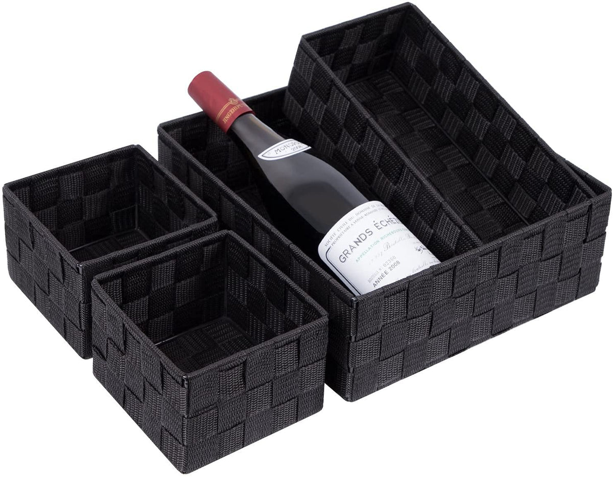 BSTMOME Woven Storage Box Drawer Organizer Divider Basket Box, Storage Tote Bins for Bathroom, Kitchen, Cabinet, Closet, Shelf, Dresser, Store Snacks