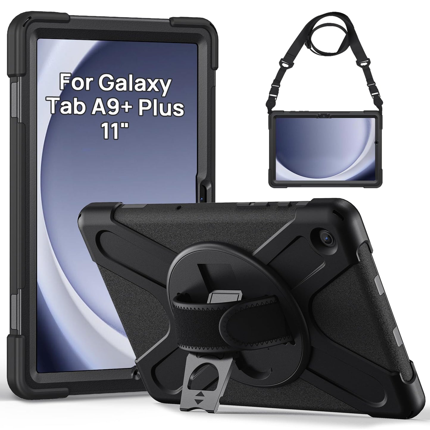 Gerutek for Samsung Galaxy Tab A9 Plus Case Shockproof, SM-X210/X216/X218 Cover, Heavy Duty Rugged Samsung tablet A9 Plus Case with 360 Rotating