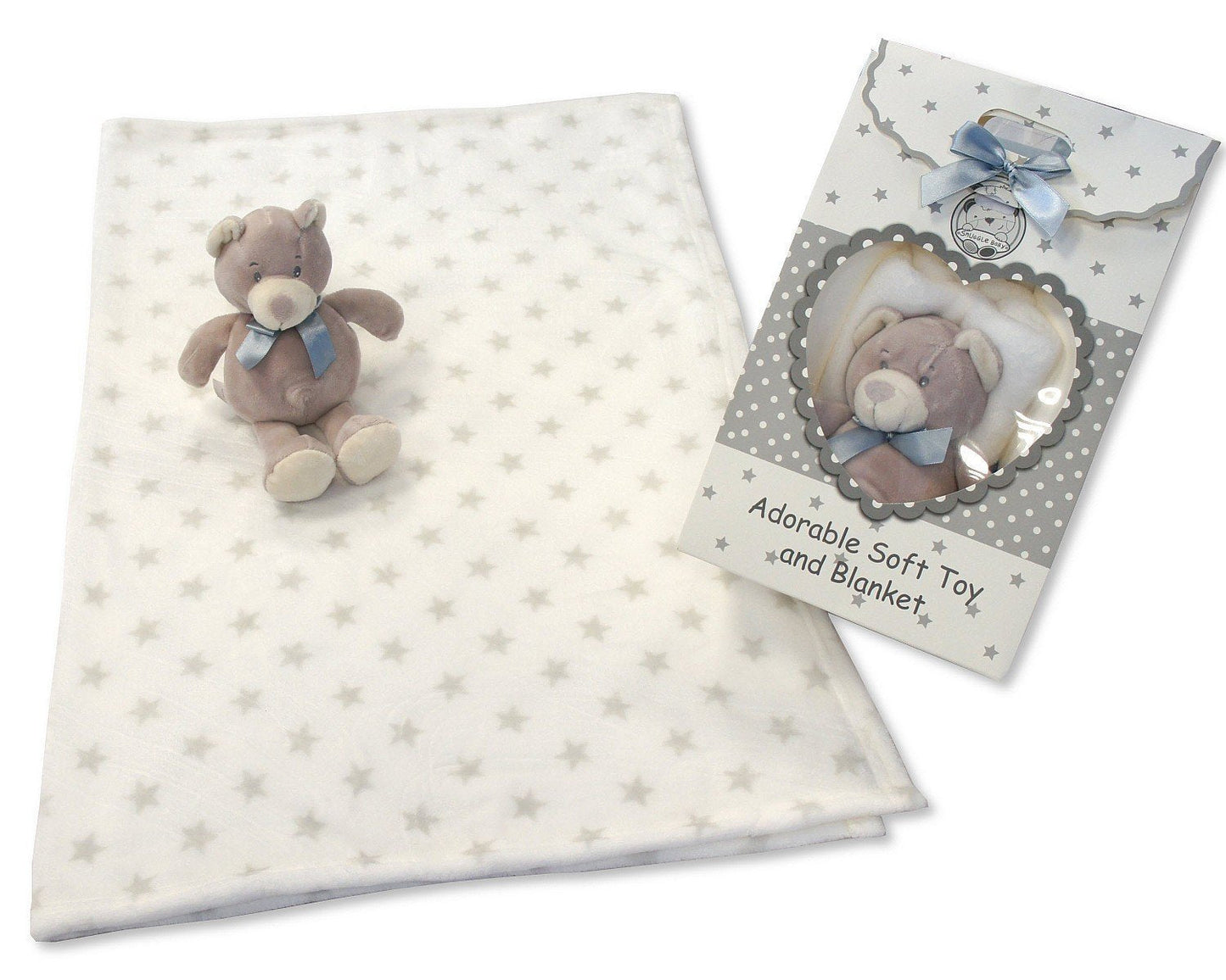 BABY BLANKET AND BEAR GIFT SET IN GREY