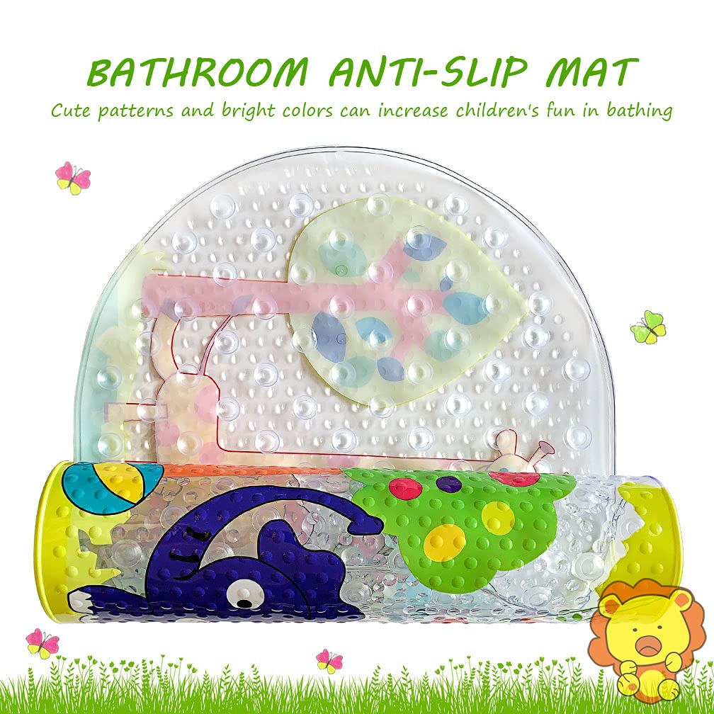 PTAPIPI Anti-Slip Shower Mat (39 x 69 cm) - Forest Zoo Pattern