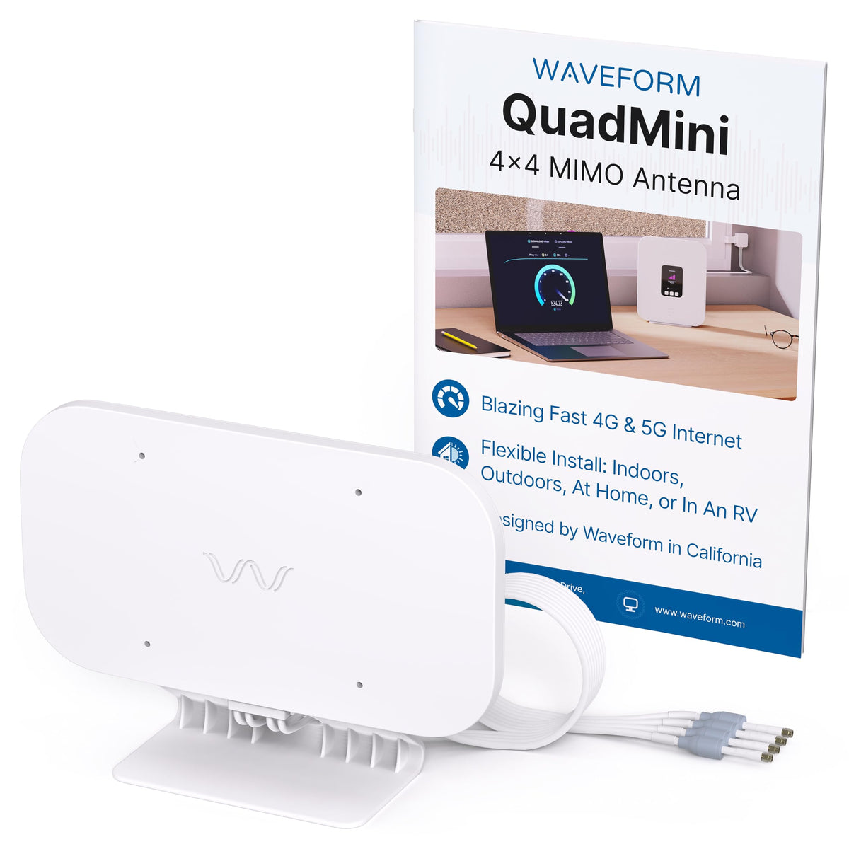 Waveform QuadMini: 4x4 MIMO Low-Profile MIMO Kit | External Antenna for 4G/5G Routers & Gateways | for EE, Three, O2, and Vodafone | Antenna Only