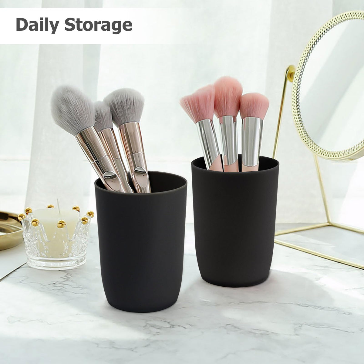 Qulable Plastic Cups Reusable Unbreakable Tumblers, Set of 4 Travel Mugs, Mouthwash Bathroom Cup Stackable, Plastic Water Cup 280ml for Adults Kids