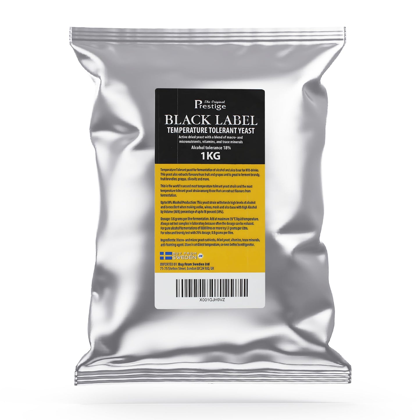 The Original Prestige - Black Turbo Yeast 18 Percent - 1Kg - All Purpose Home Brewing Active Yeast Compound - For Grapes, Fruit Drinks and Beverages,