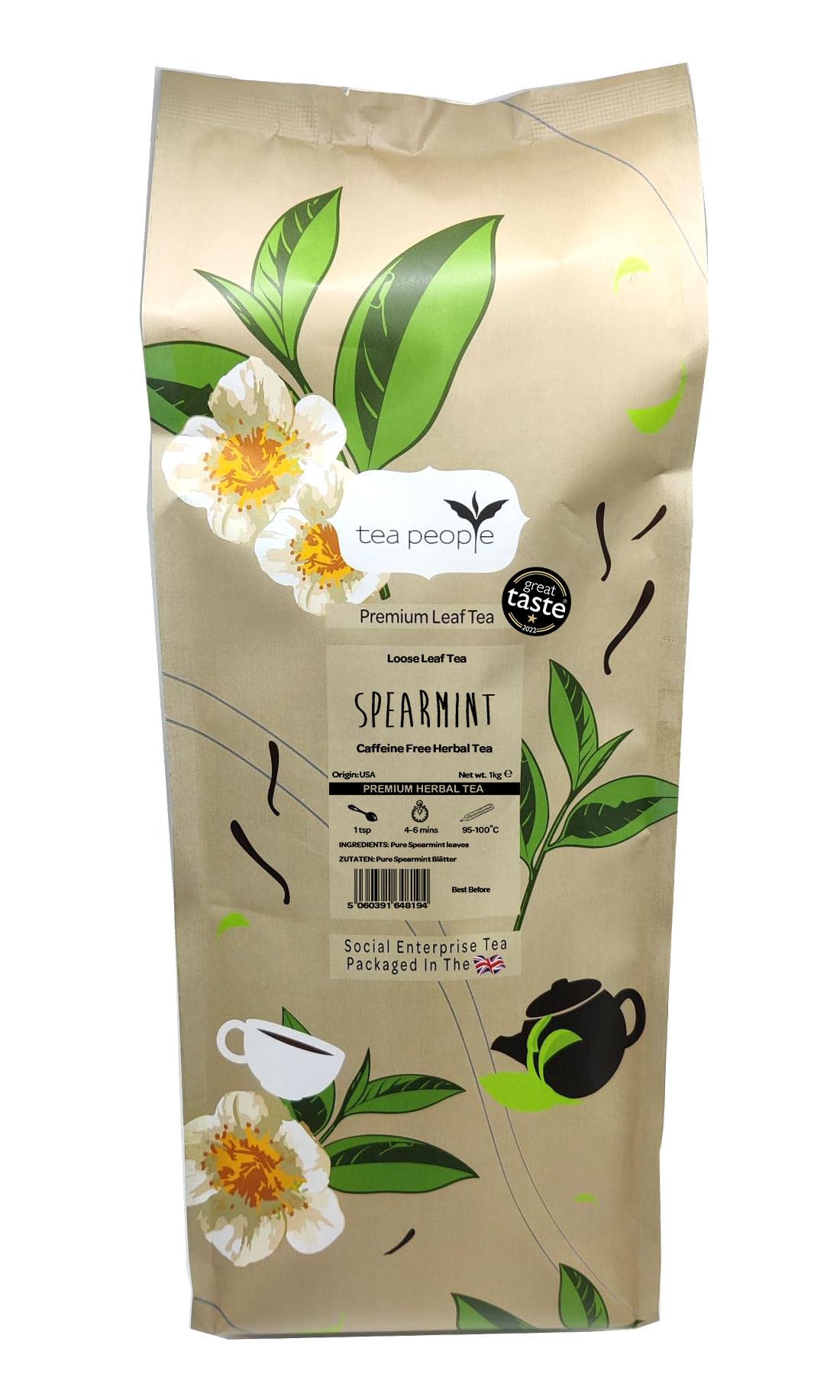 Tea People Spearmint Tea, 1 Kg Loose Tea in Large Catering Pack