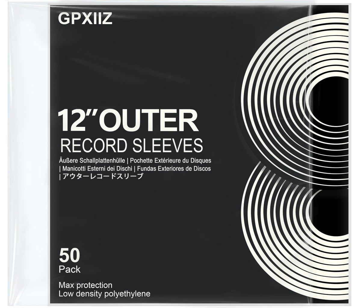 GPXIIZ Vinyl Sleeves Outer 12 Inch | 50x Thickened Record Sleeves | No Edge Tears | Durable 100 Micron Polyethylene | UV Resistant | Clear Plastic