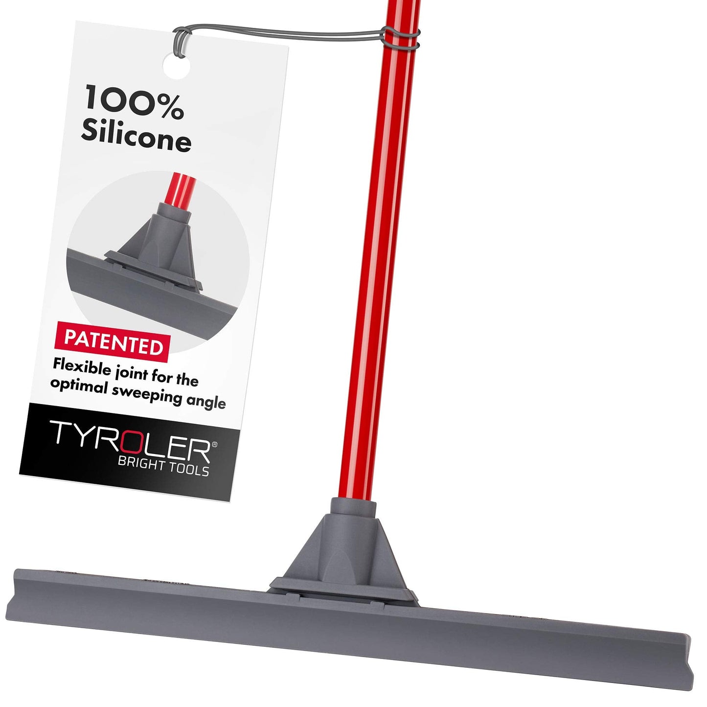 Tyroler Wet Room Floor Squeegee Heavy Duty | 45cm Head 100% Silicone | 4-Part 140cm Long Handle Squeegee | Perfect Bathroom & Shower Squeegees | Ideal