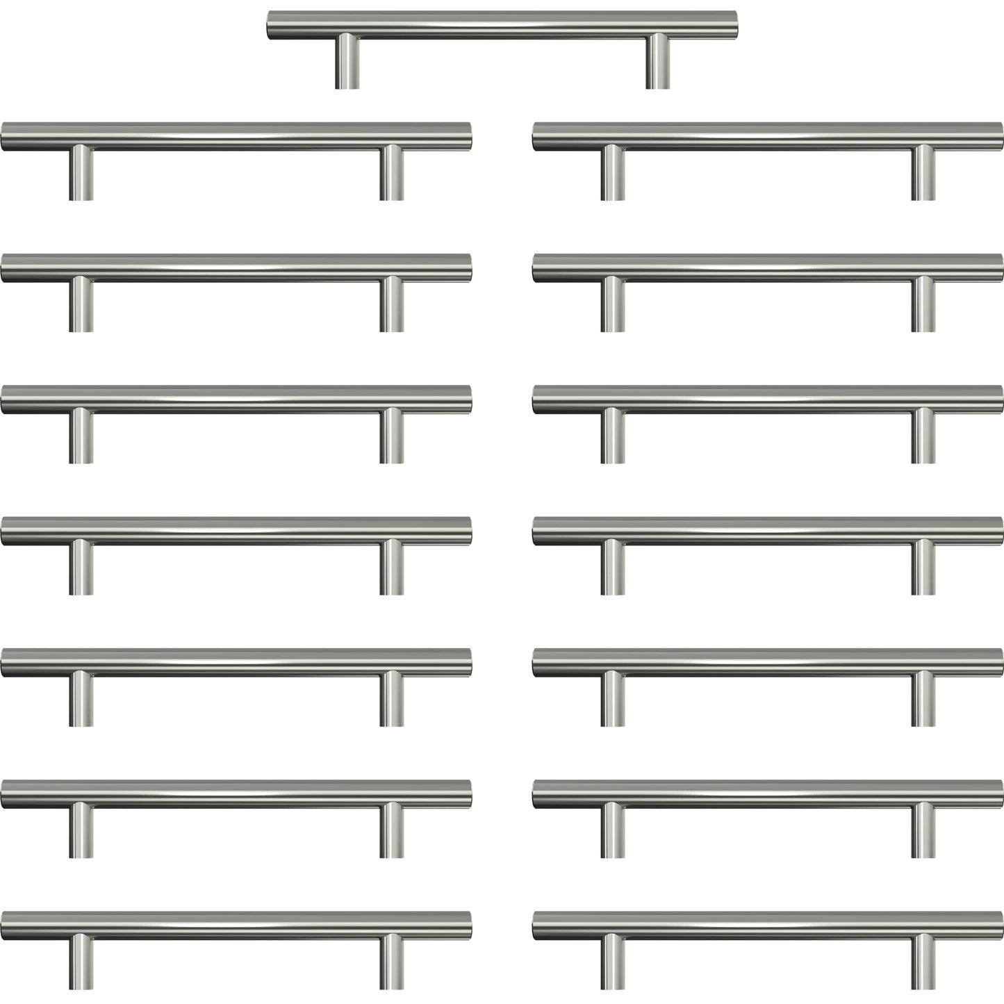 AwmnSrman Kitchen Cupboard Handles Silver 15 Pack 128 mm(5 inch) Hole Center, Brushed Finish Stainless Steel Installation of Holes