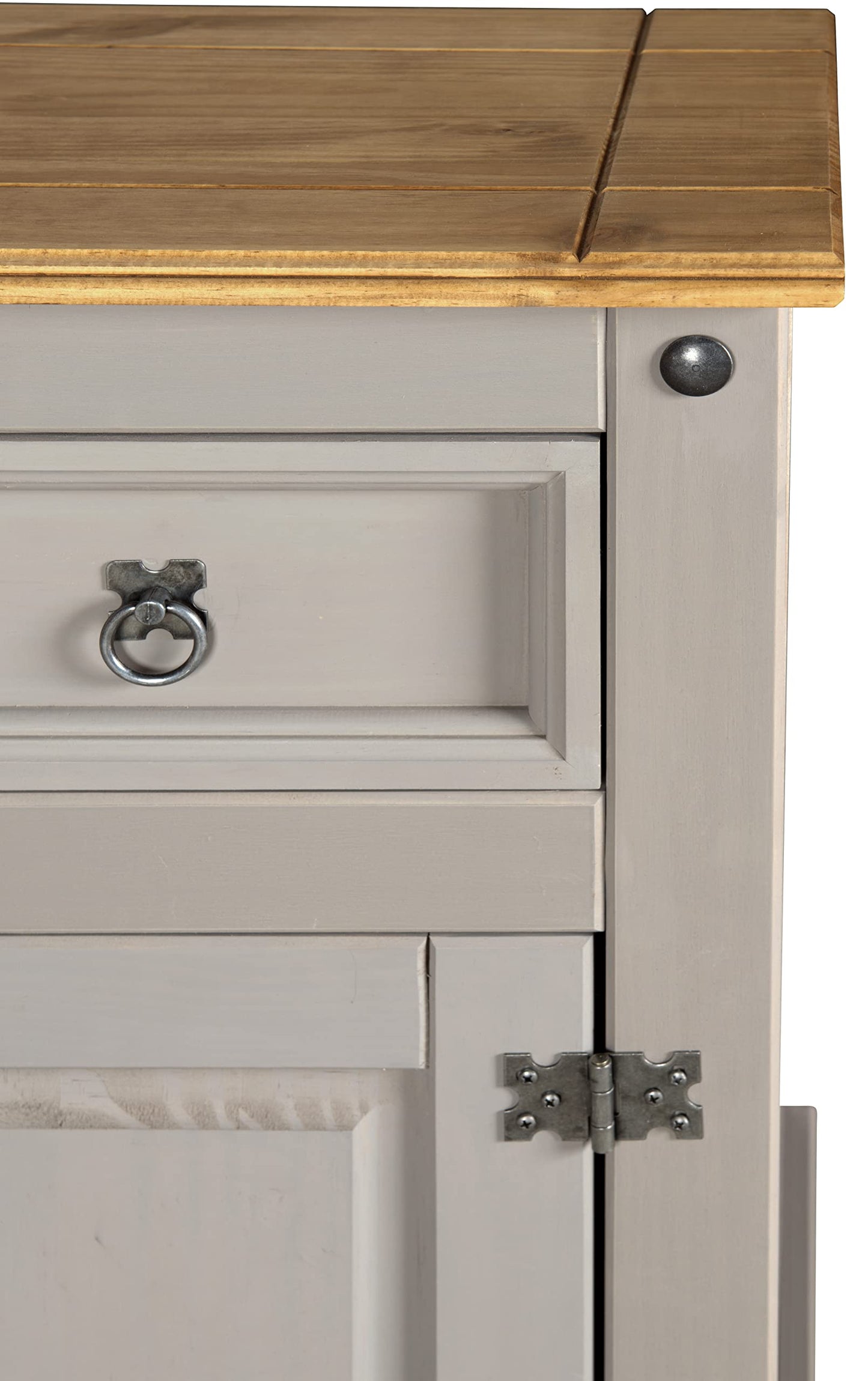Corona Grey Sideboard 2 Door 2 Drawer Cupboard Mexican Solid Pine with Gunmetal Finish Hardware 76cm H x 87cm W x 40cm D