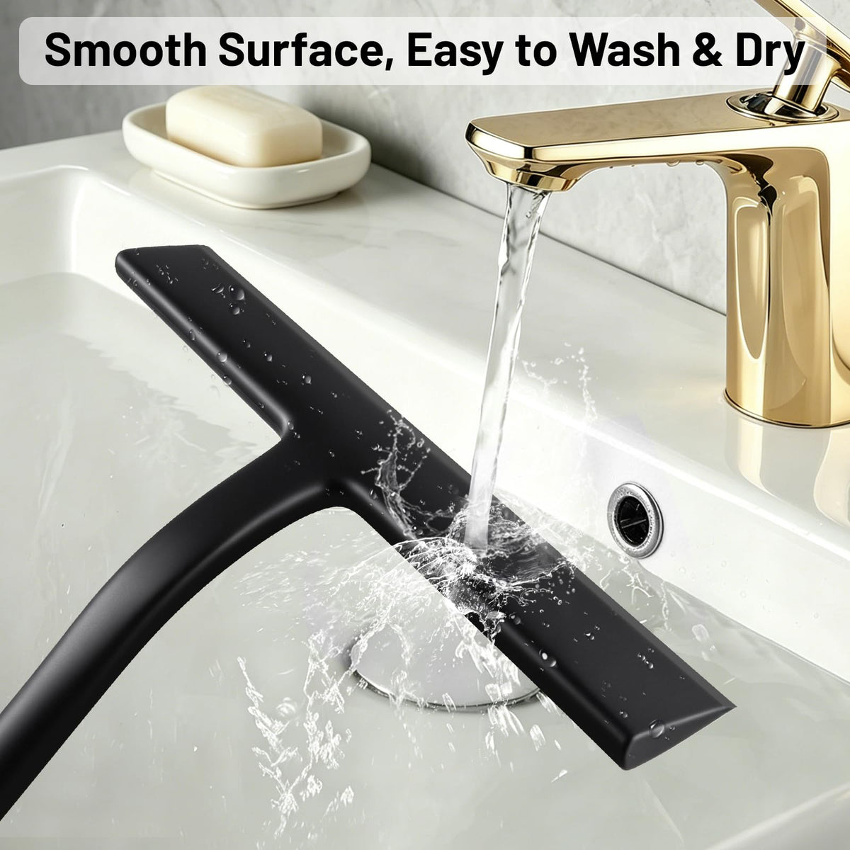 Shower Squeegee with Built-in Hook, Silicone Shower Screen Wiper