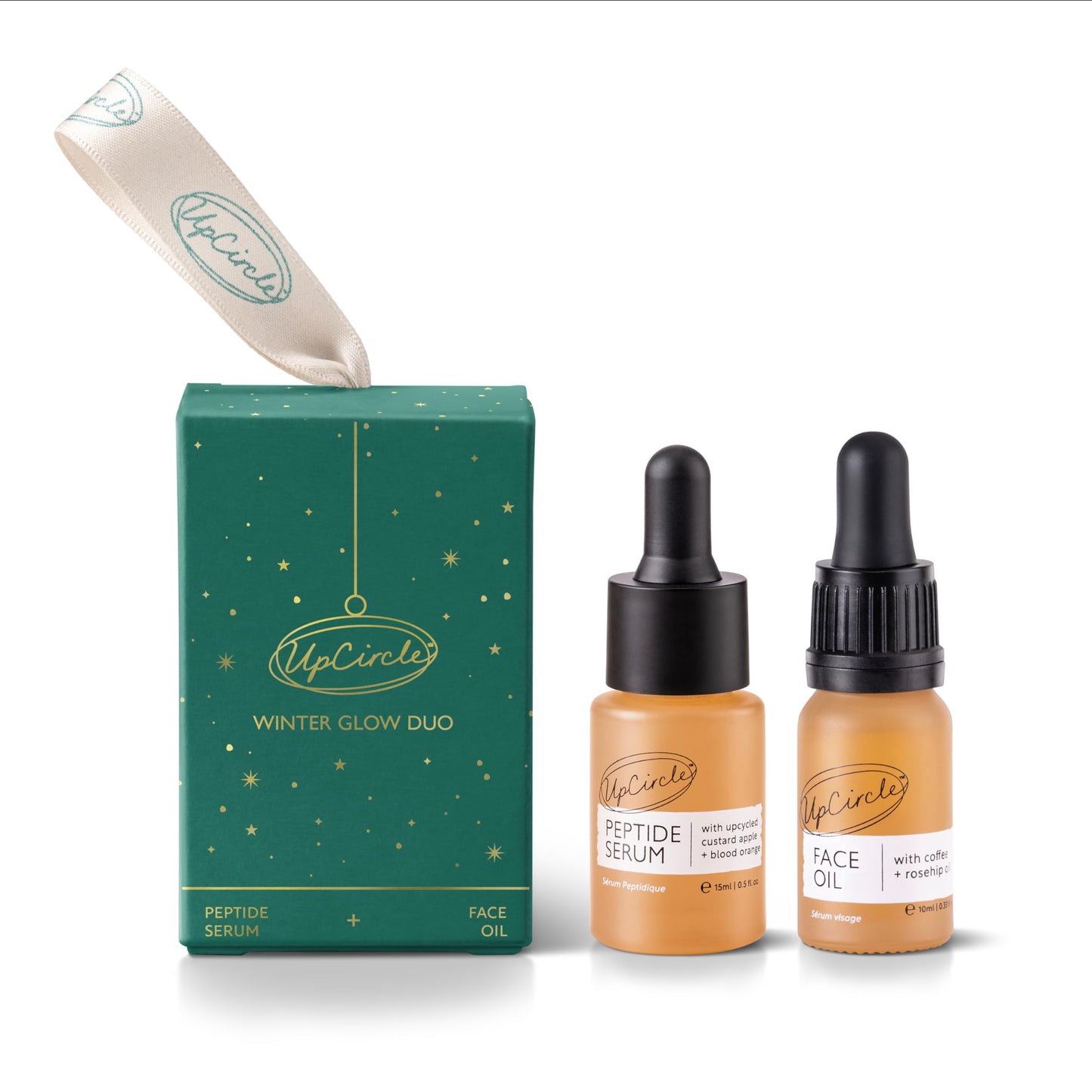 UpCircle Winter Glow Duo ? Peptide Serum and Face Oil Duo ? Niacinamide, Tripeptide + Coffee Oil ? Boosts Collagen + Elasticity - Vegan + Cruelty-Free