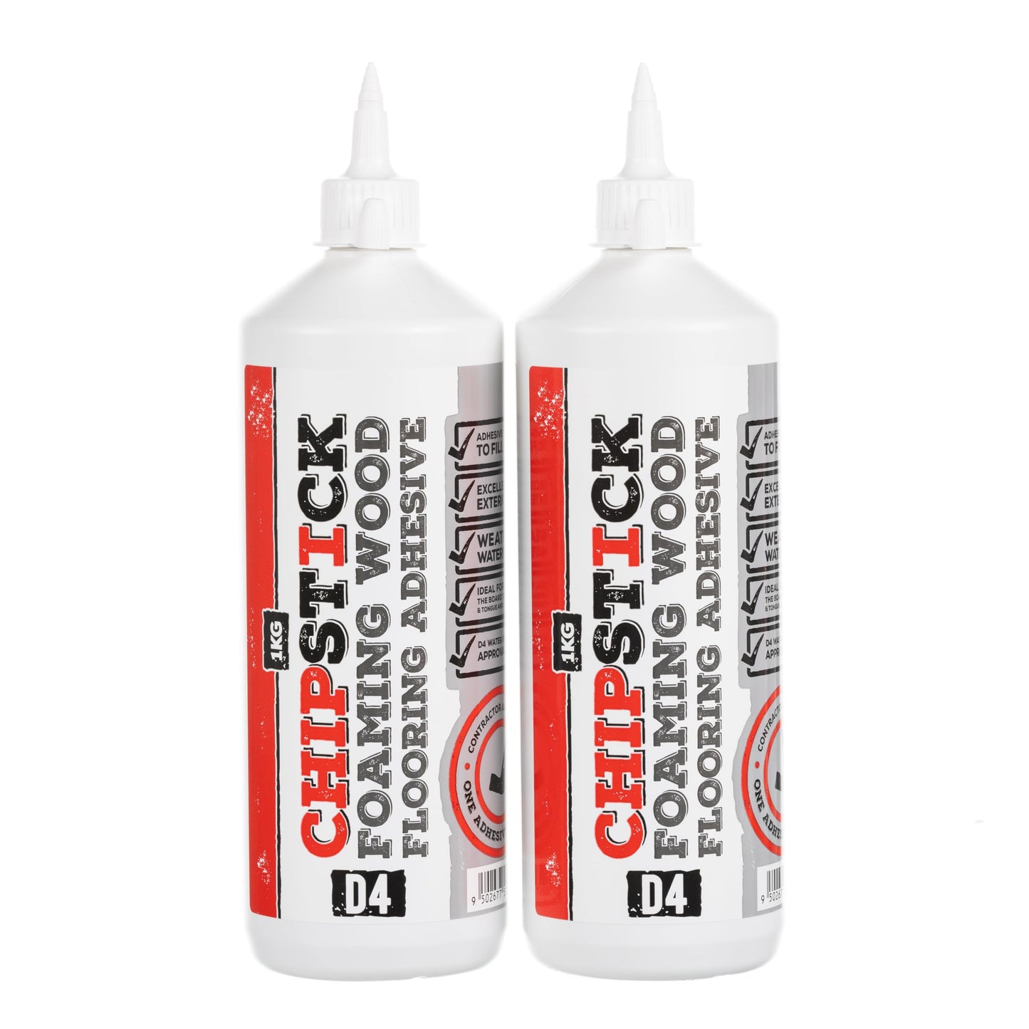 Chipstick D4 PU Foaming Flooring Glue 1kg | High-Strength Expanding Wood Adhesive for Chipboard Floors & Stairs | Twin Pack (2 Bottles)