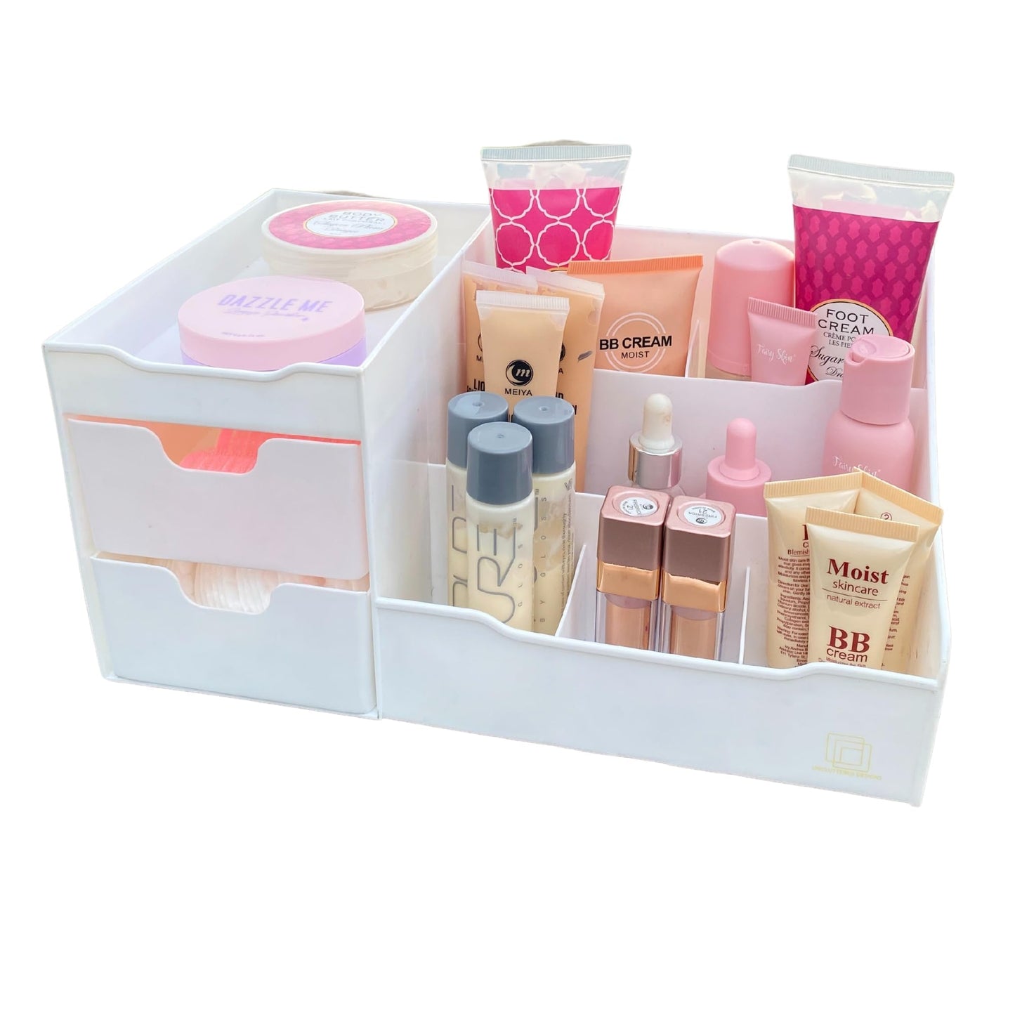 UNCLUTTERED DESIGNS Makeup Organizer With Drawers ? Modern Countertop Storage for Cosmetics ? Chic Vanity Holder for Perfume, Skincare, Brush,