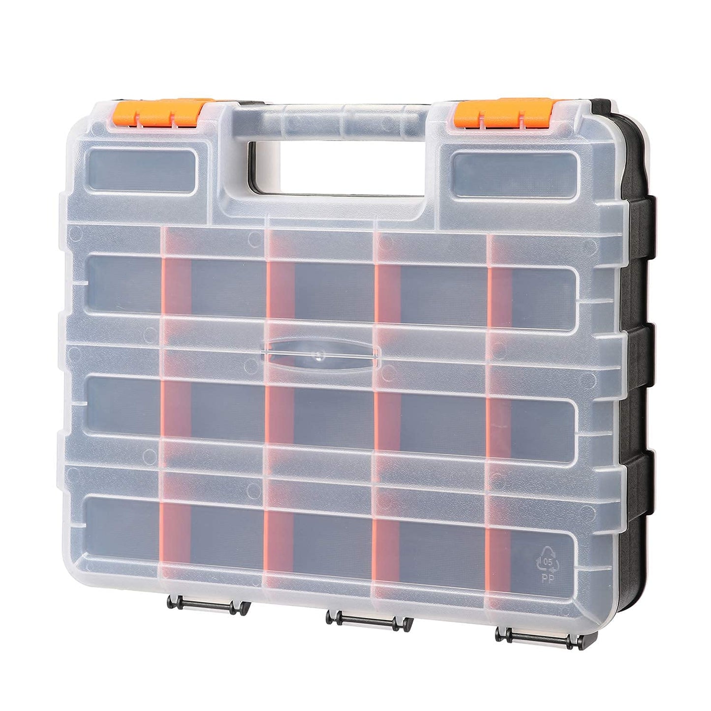 CASOMAN Double Side Tool Organizer with Impact Resistant Polymer and Customizable Removable Plastic Dividers, Hardware Box Storage, Excellent for