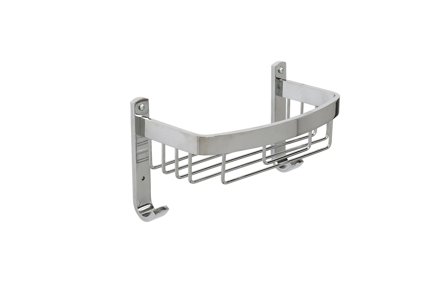 Croydex Aluminium Large Basket - Bathroom Storage Solution with Screw to Wall Fixings, Rust-Free Chrome Shower Caddy, Wall Plugs and Screws Included,