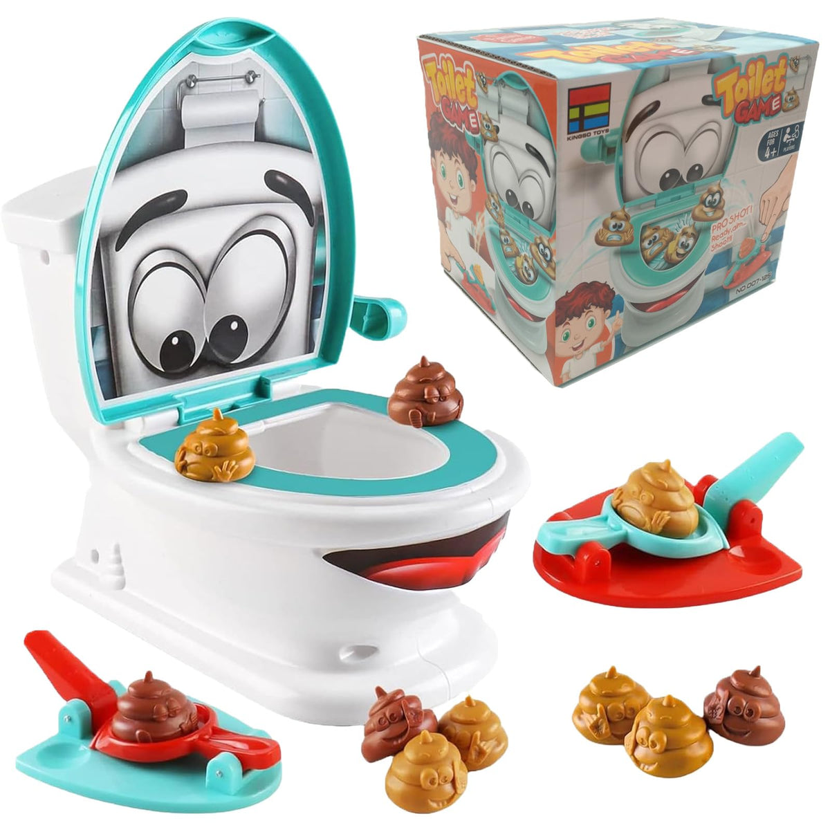 Poop Shooter Game Toilet Creative Toy with 12 Poops,2 Launchers,1 Sticker,Poo Toilet Game Toy Poo Shoot Game Pooping Toy Novelty Poo Games Weird Gifts