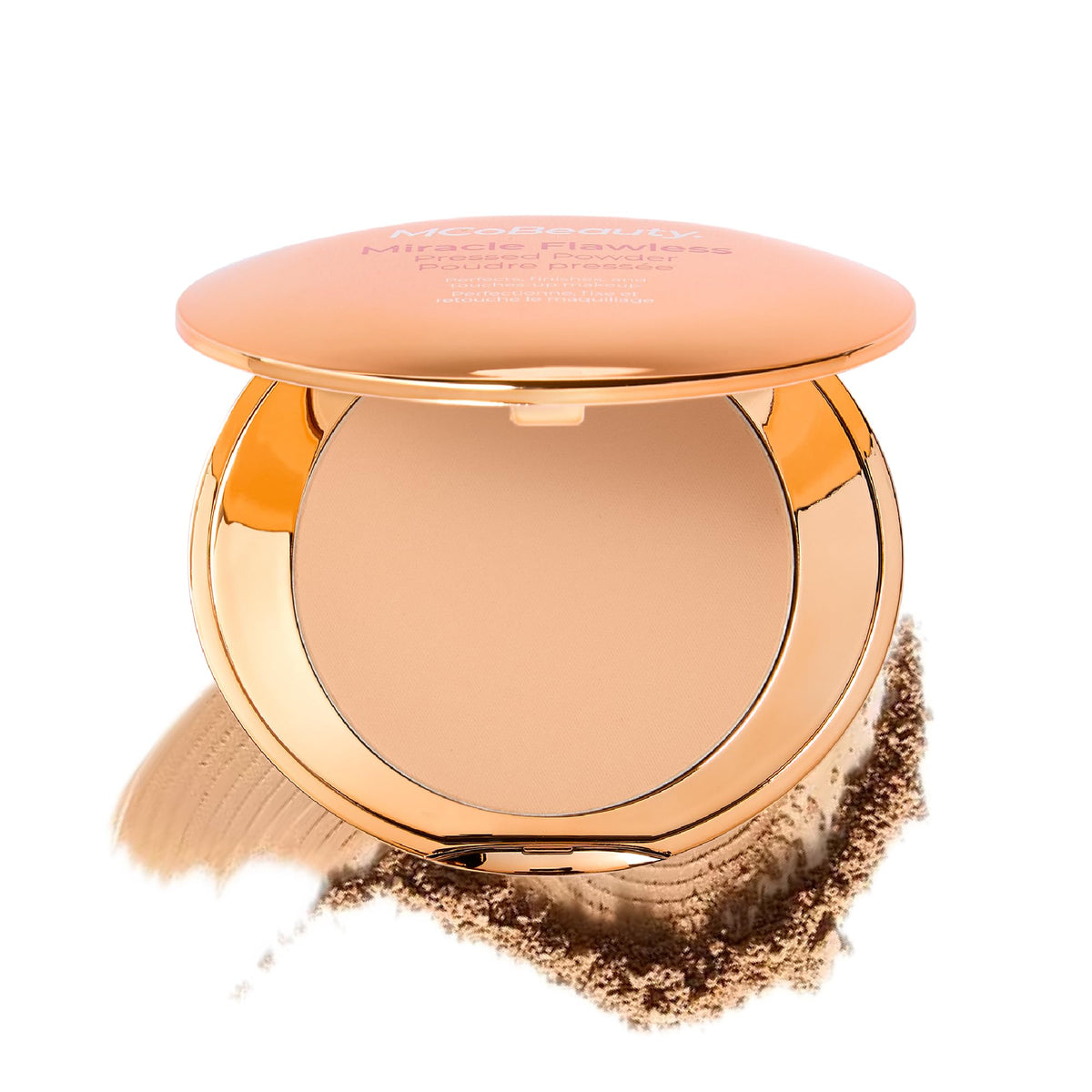 MCoBeauty - Miracle Flawless Pressed Powder - 2 Natural Medium Shade - Compact Powder with Rose Flower Extract and Sweet Almond Oil - Helps Finish and