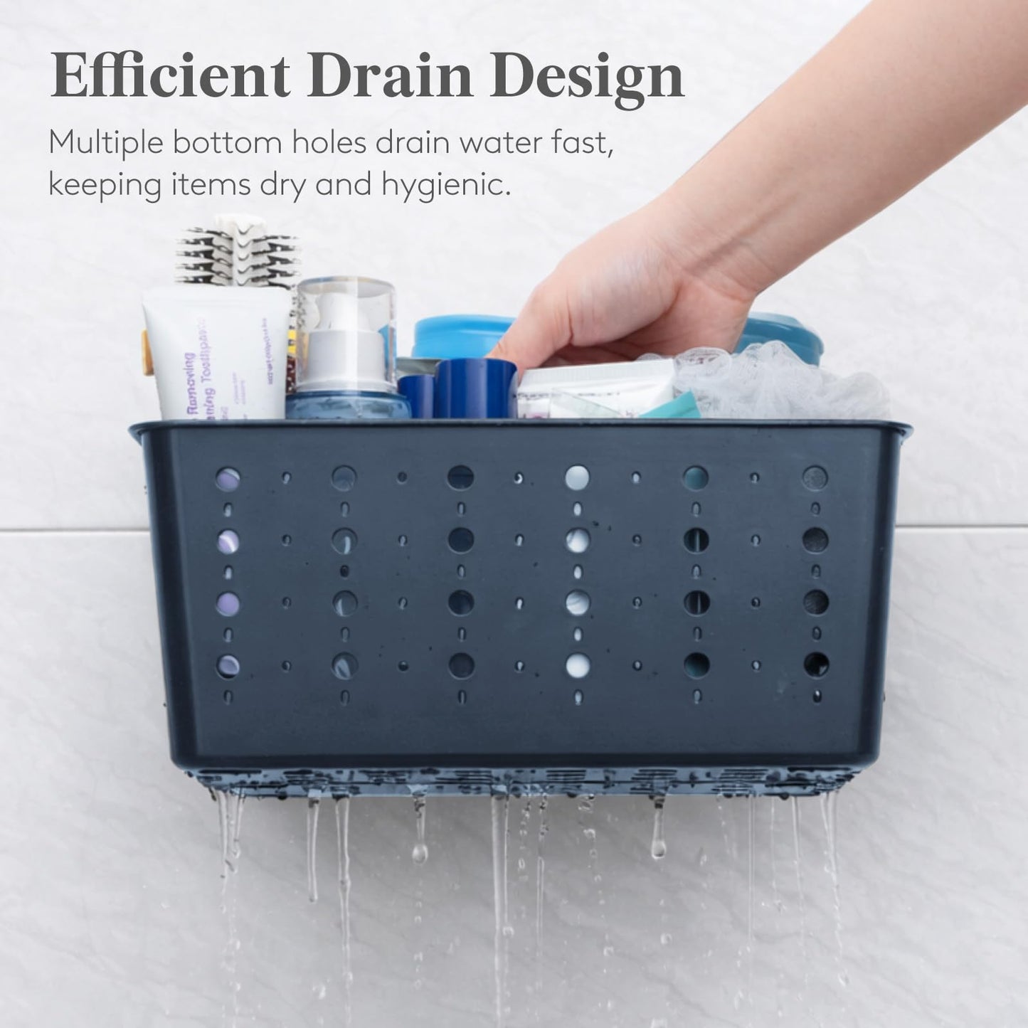 Lifewit Plastic Shower Caddy with Compartments and Handle, Slate Blue