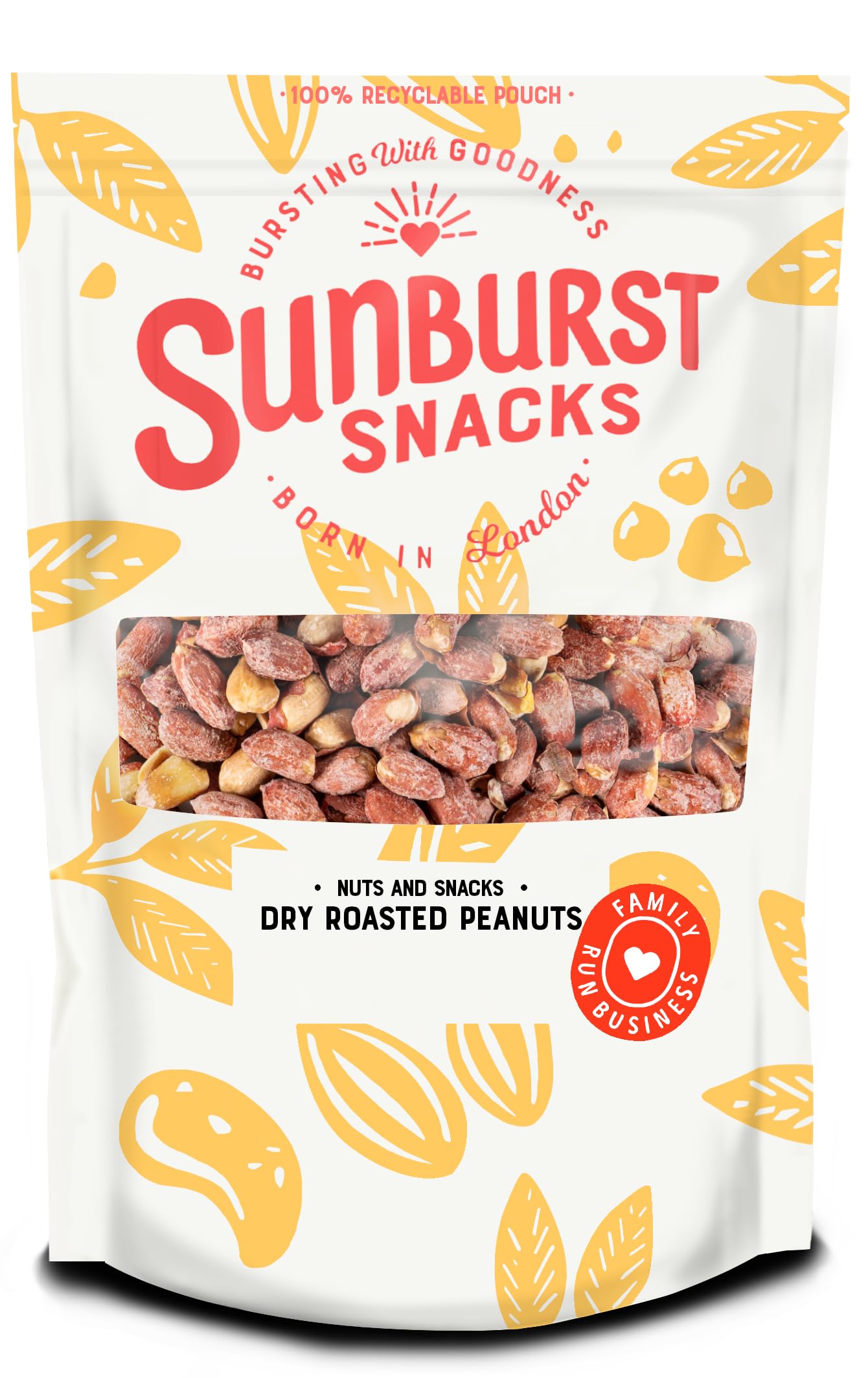 Sunburst Snacks Peanuts Dry Roasted & Sea Salted (No Oils, WIth Skin), Recyclable and Resealable Packaging, 500g