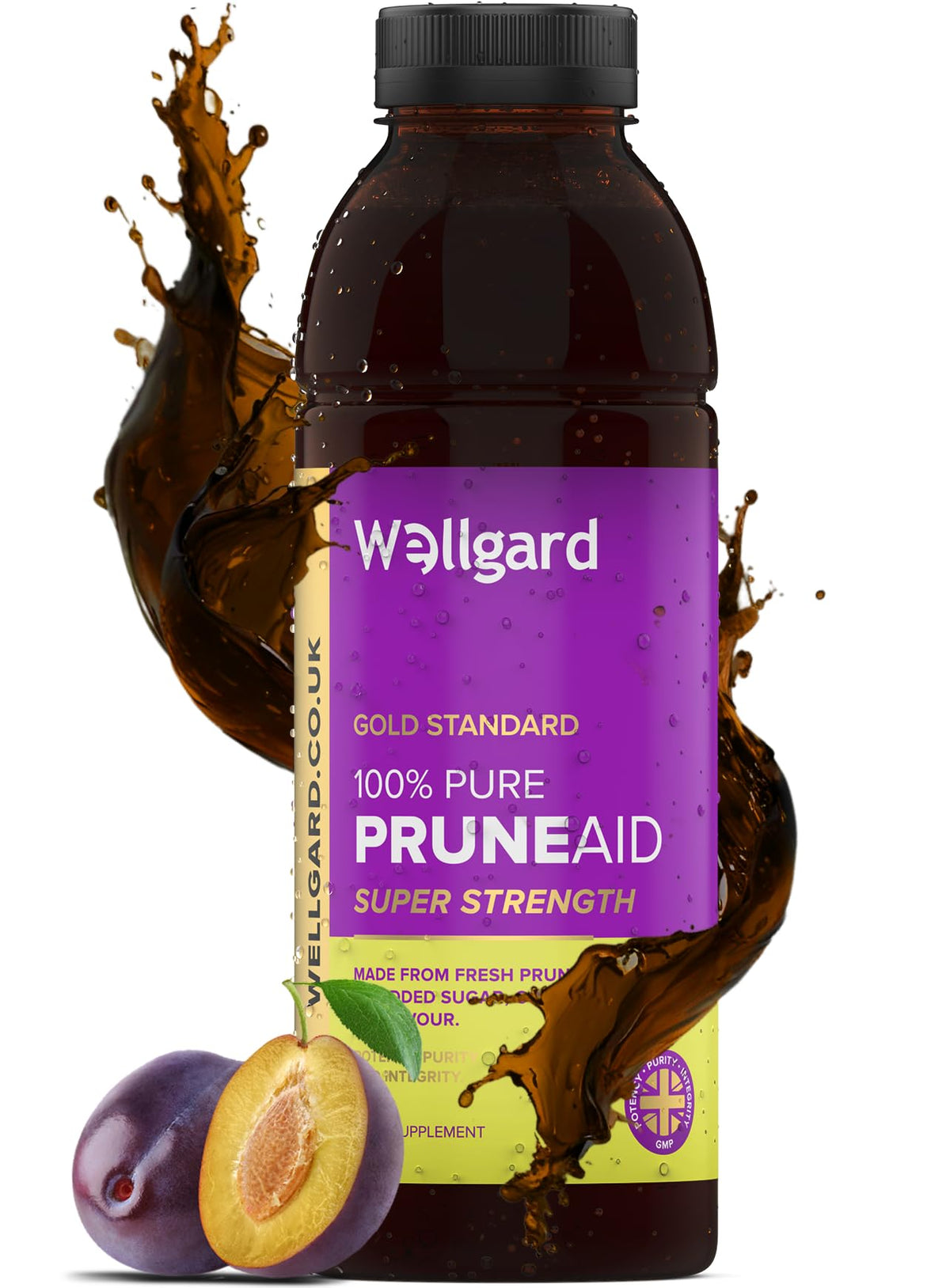 Wellgard Prune Juice, PruneAid 100% Fresh Prune Juice 500ml, Made in UK