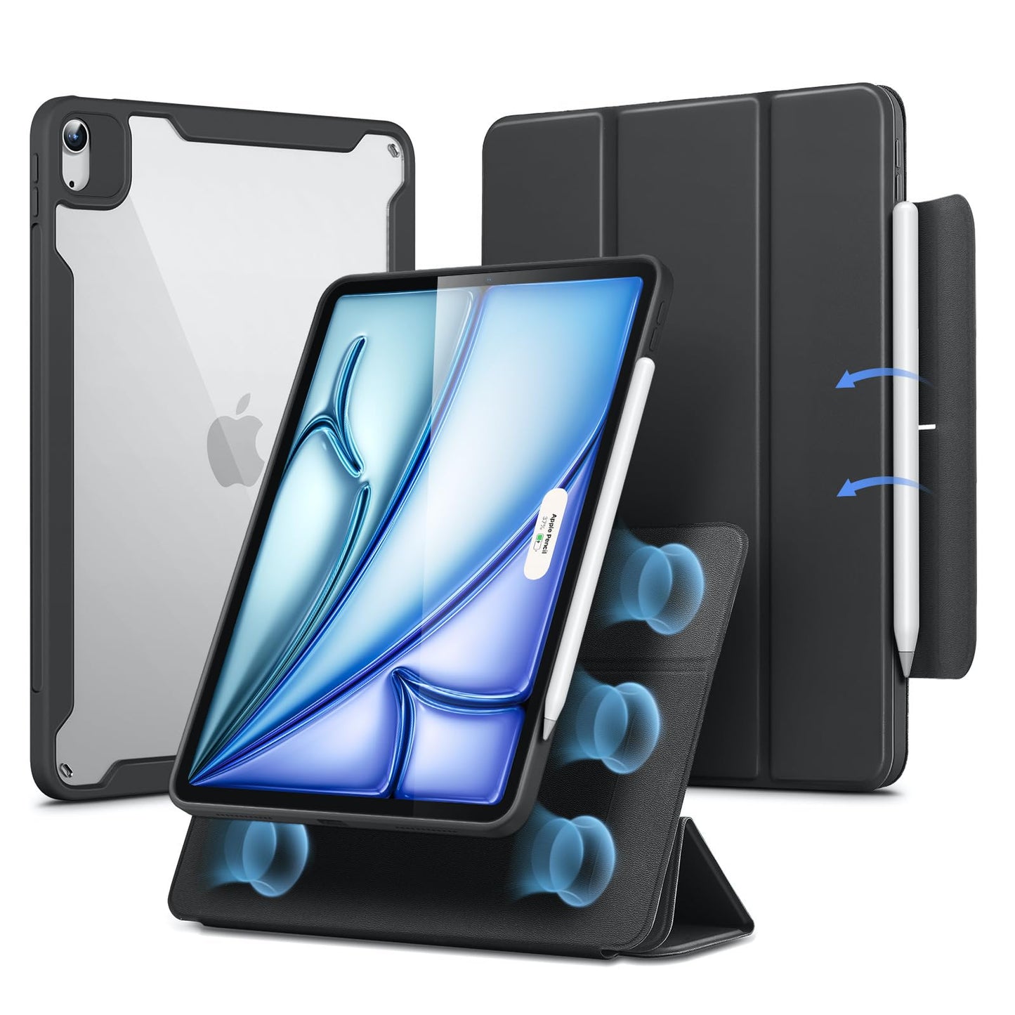 ESR Hybrid Case for iPad Air 11 Inch M3(2025) M2(2024), Air 5th/4th Generation Case (2022/2020) 10.9 Inch with Pencil Holder, Removable Magnetic