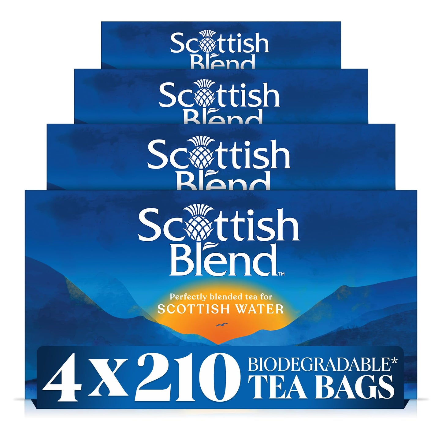 Scottish Blend | Black Tea Bags | Perfectly Blended Tea For Scottish Water | 4 x 210 Tea Bags | 840 Plant Based Biodegradable Teabags