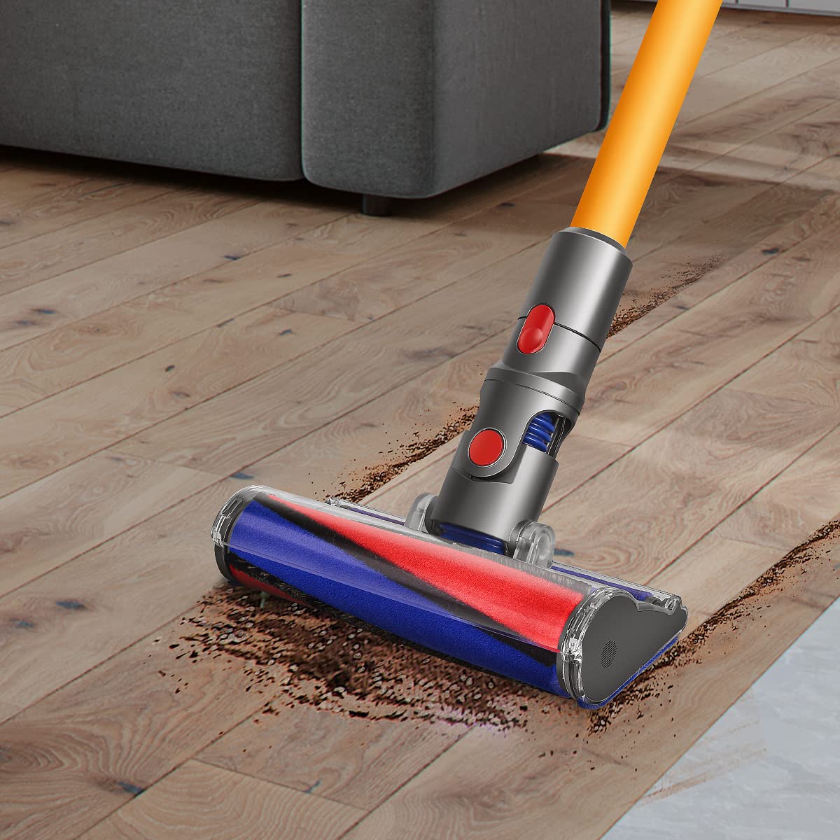 Hard Floor Fluffy Vacuum Head Compatible with Dyson V8 V10 V11 V15 Models, Soft Roller Cleaner Brush Head for Parquet, Marble, Tile, Laminate and Wood