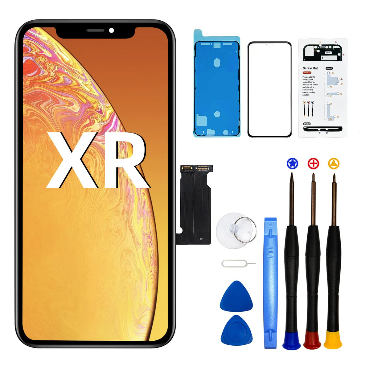 DTD Screen for iPhone XR LCD Replacement 6.1''Touch Screen Digitizer Frame Assembly Repair Tool with Model A1984 A2105 A2106 A2107 A2108