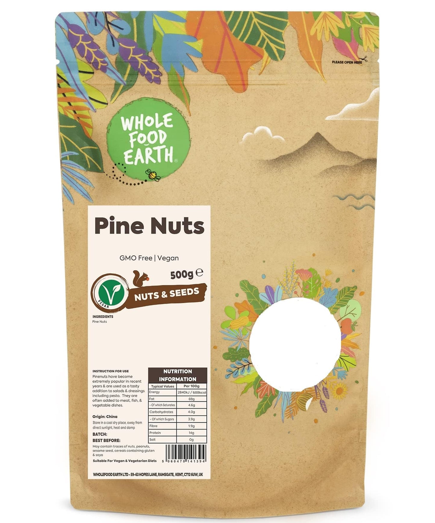 Wholefood Earth - Pine Nuts, 500 g