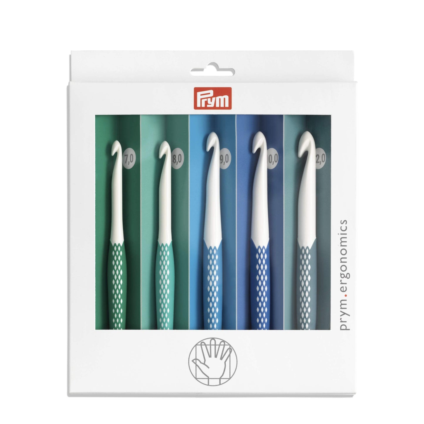 218441-1 Prym Crochet Hook for Wool Ergonomics Set 7.00 - 12.00 mm x 1 Set,White