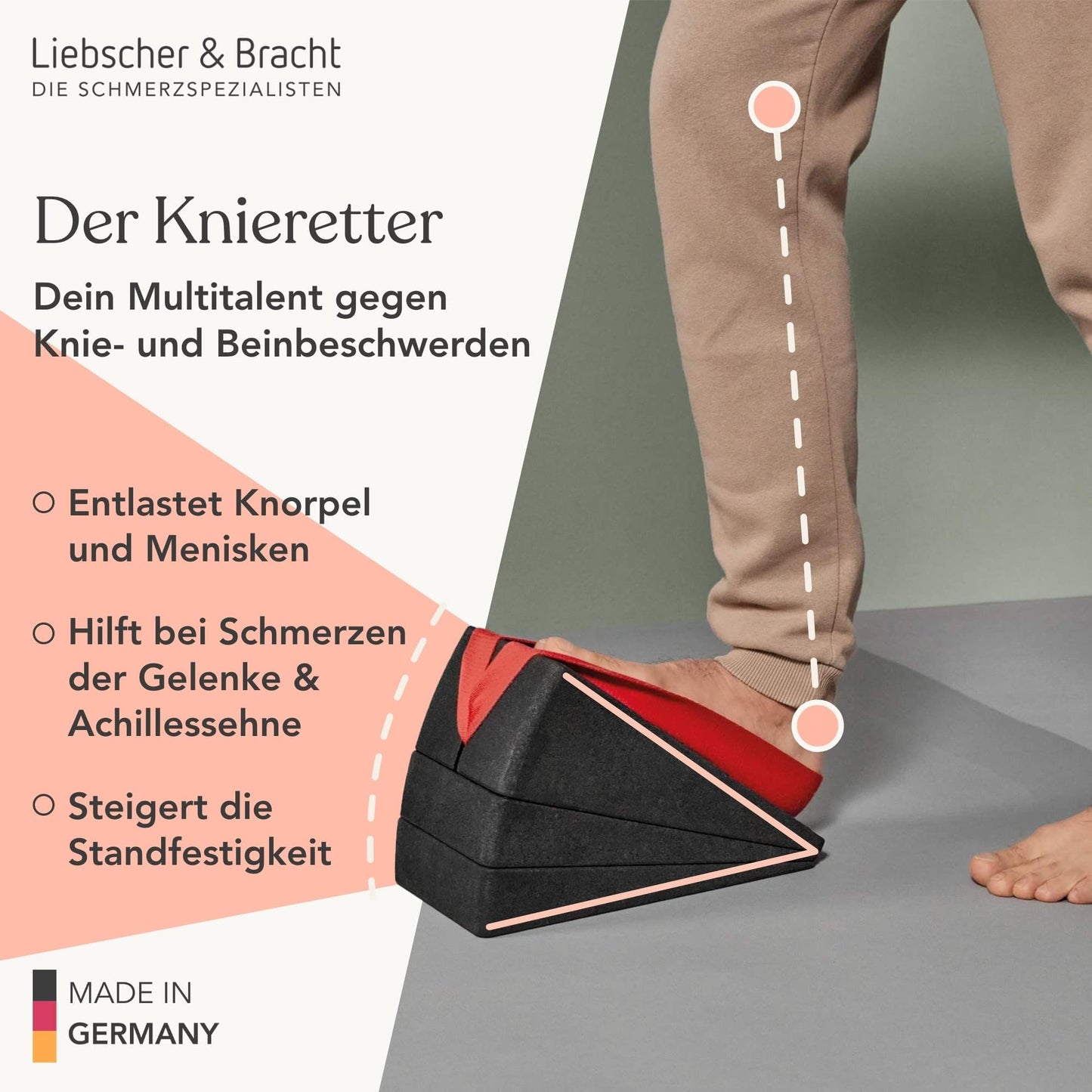 Liebscher and Bracht - The Knee Hero: Calf & Ankle Slant Board Stretcher, Ideal for Foot, Calf Muscles & Hamstrings, Perfect Calf Exercise Equipment