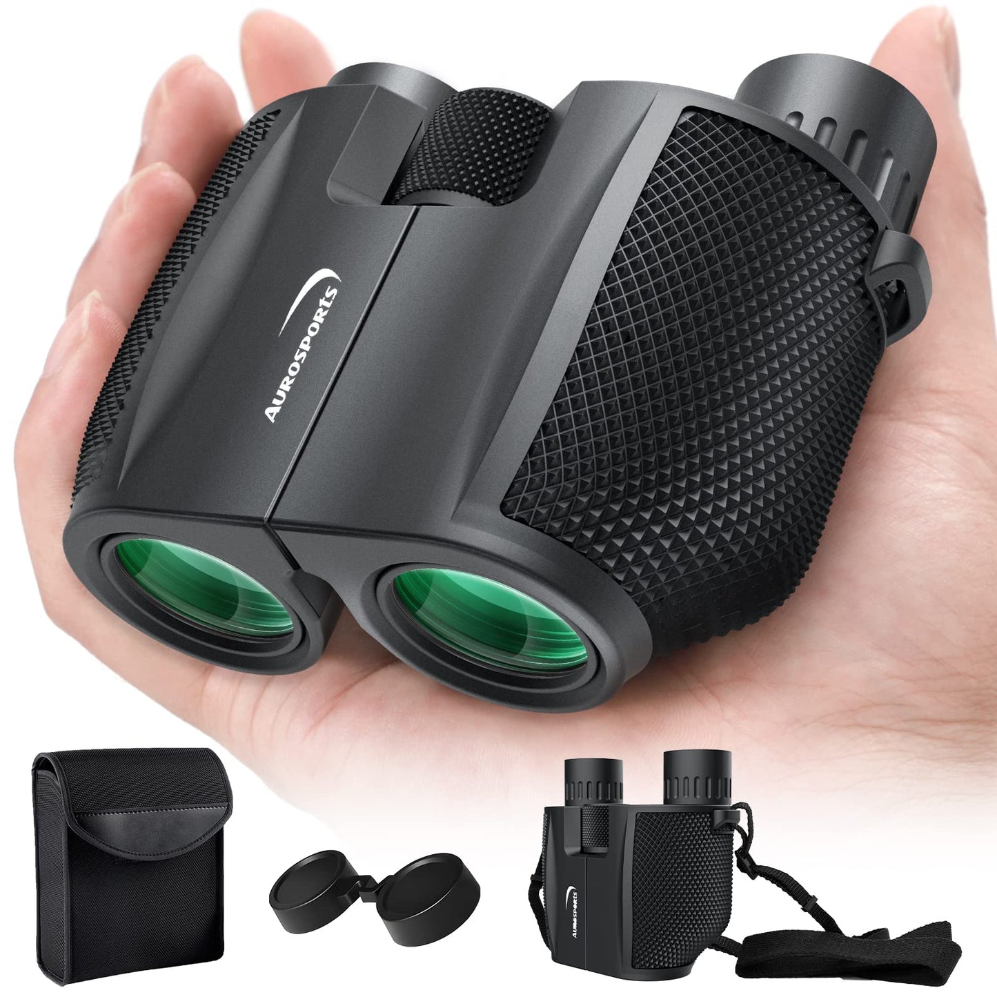 Aurosports 10X25 Binoculars for Adults Kids, Compact Binocular with Weak Light Vision, Easy Focus Lightweight High Powered Binocular for Bird Watching