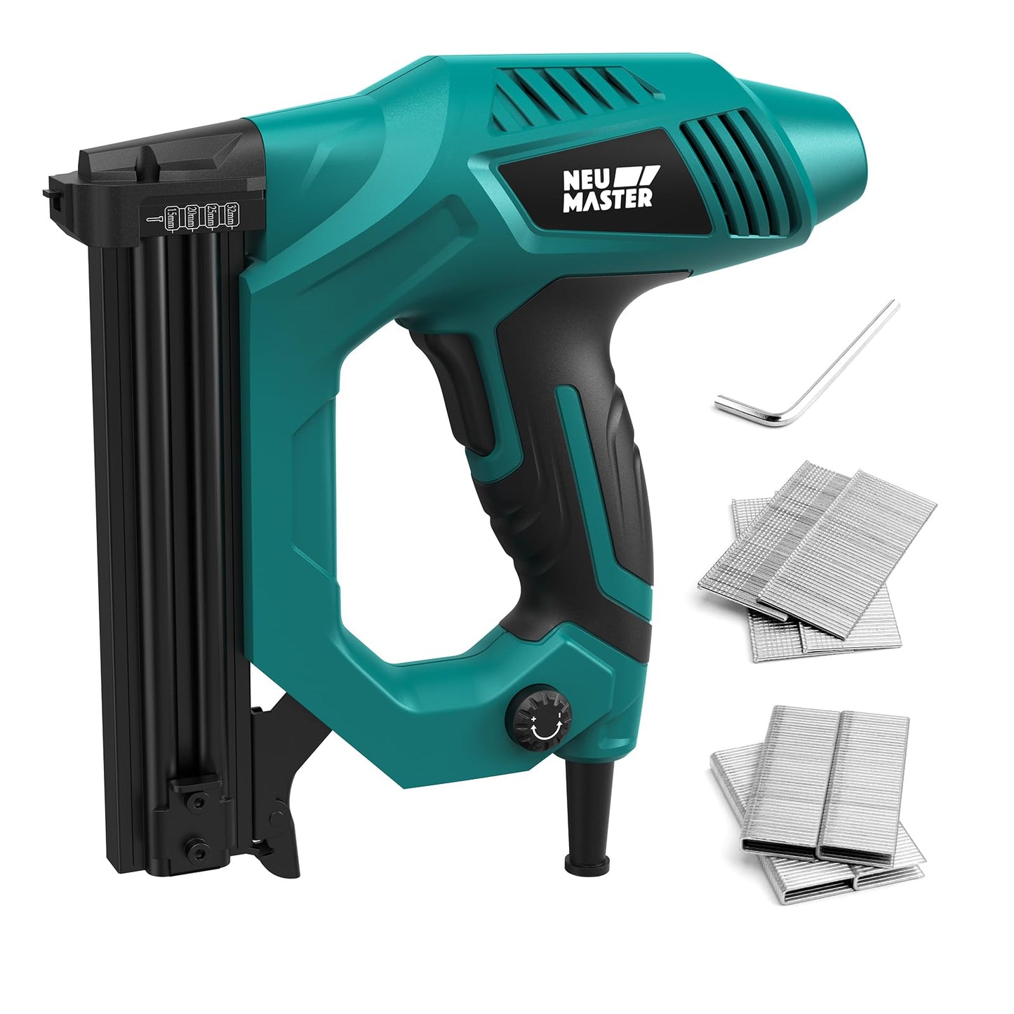 NEU MASTER Electric Nail Gun/Staple Gun,Brad Nailer for Upholstery, Carpentry & Woodworking Projects, Staples 300pcs & Nails 100pcs Included,Uses 18G