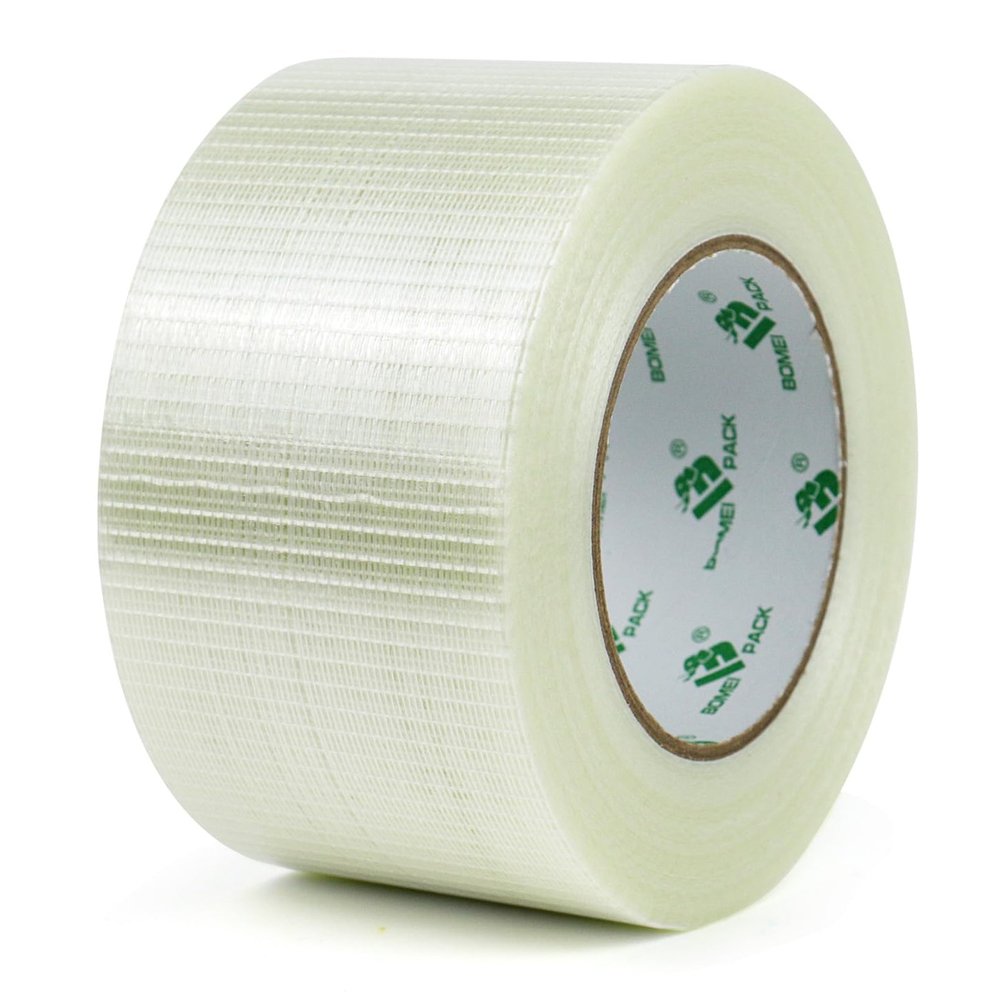 BOMEI PACK Crossweave Reinforced Tape 1 roll 75mm x 50m Strong 170mic thickness Clear Bi-Directional Filament Strapping Fiberglass Reinforced Heavy