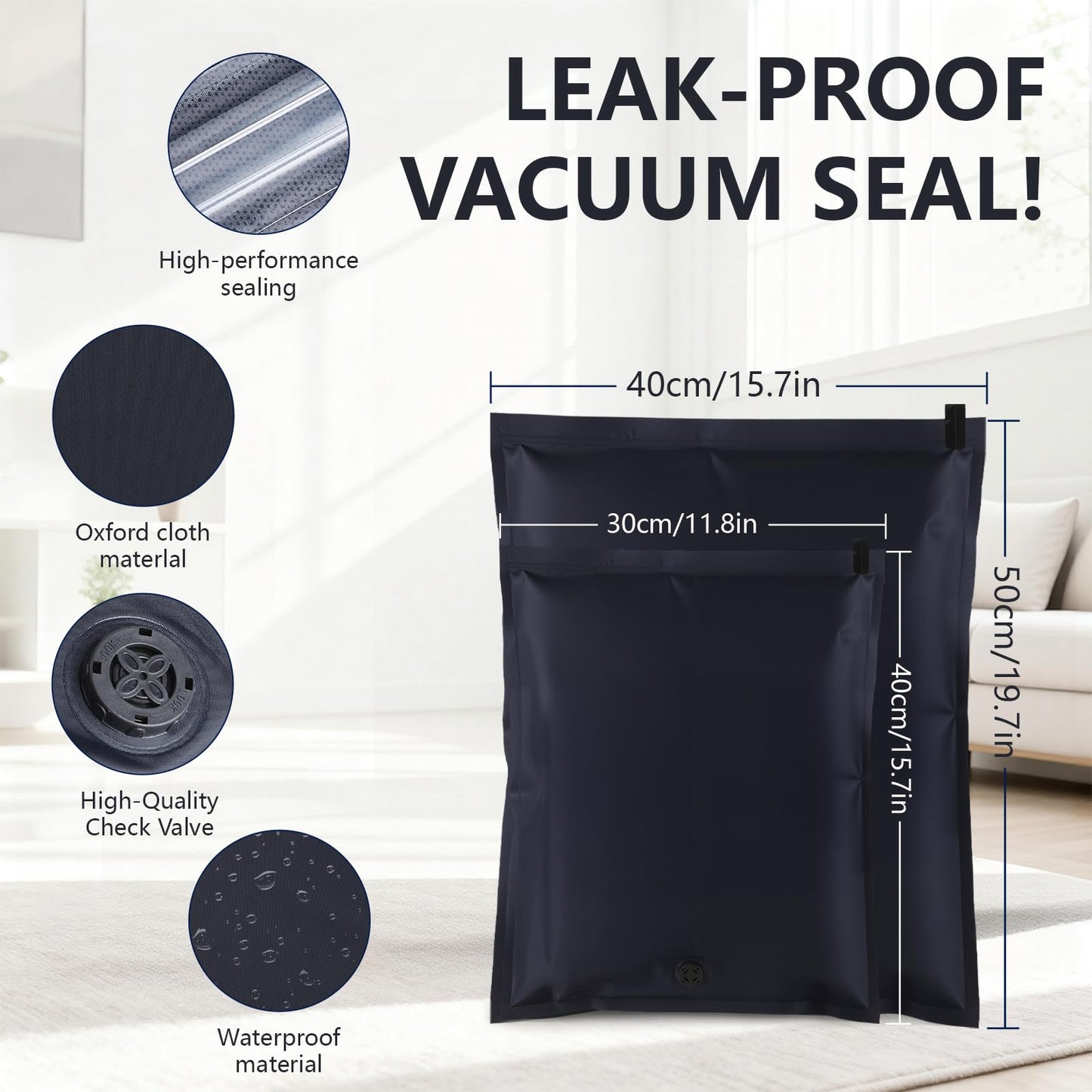 Small Vacuum Storage Bags for Travel 2 Pack(Black-1S-1M)