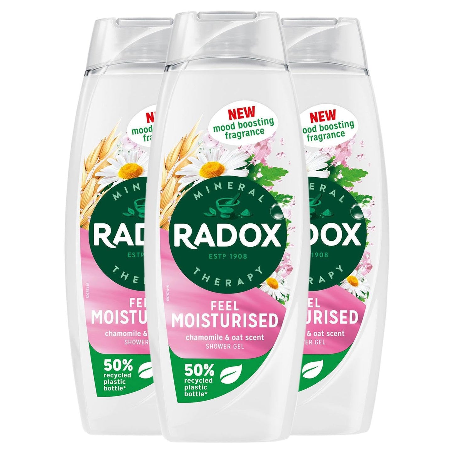 Radox Mineral Therapy Shower Gel Feel Moisturised with Nature Inspired Mood Boosting Fragrance Body Wash for Men and Women Blended with Chamomile and