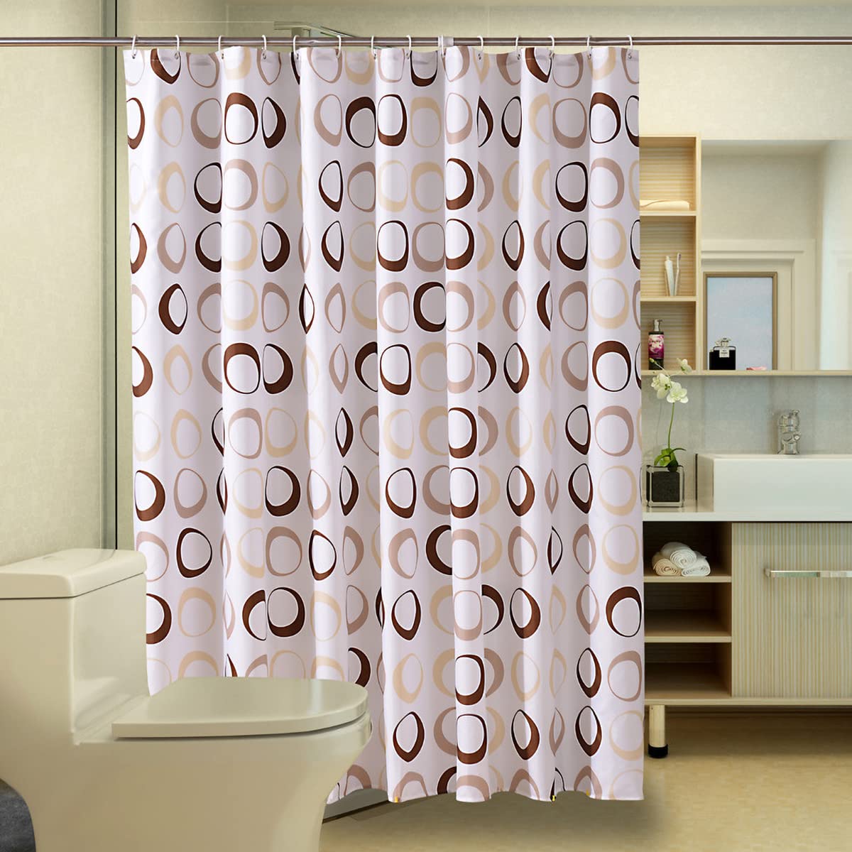 GONOVE Shower Curtain for Bathroom 280 x 200 cm Mildew Resistant Waterproof Polyester Fabric Geometric Shower Curtain Liner Long Washable Bath Curtain