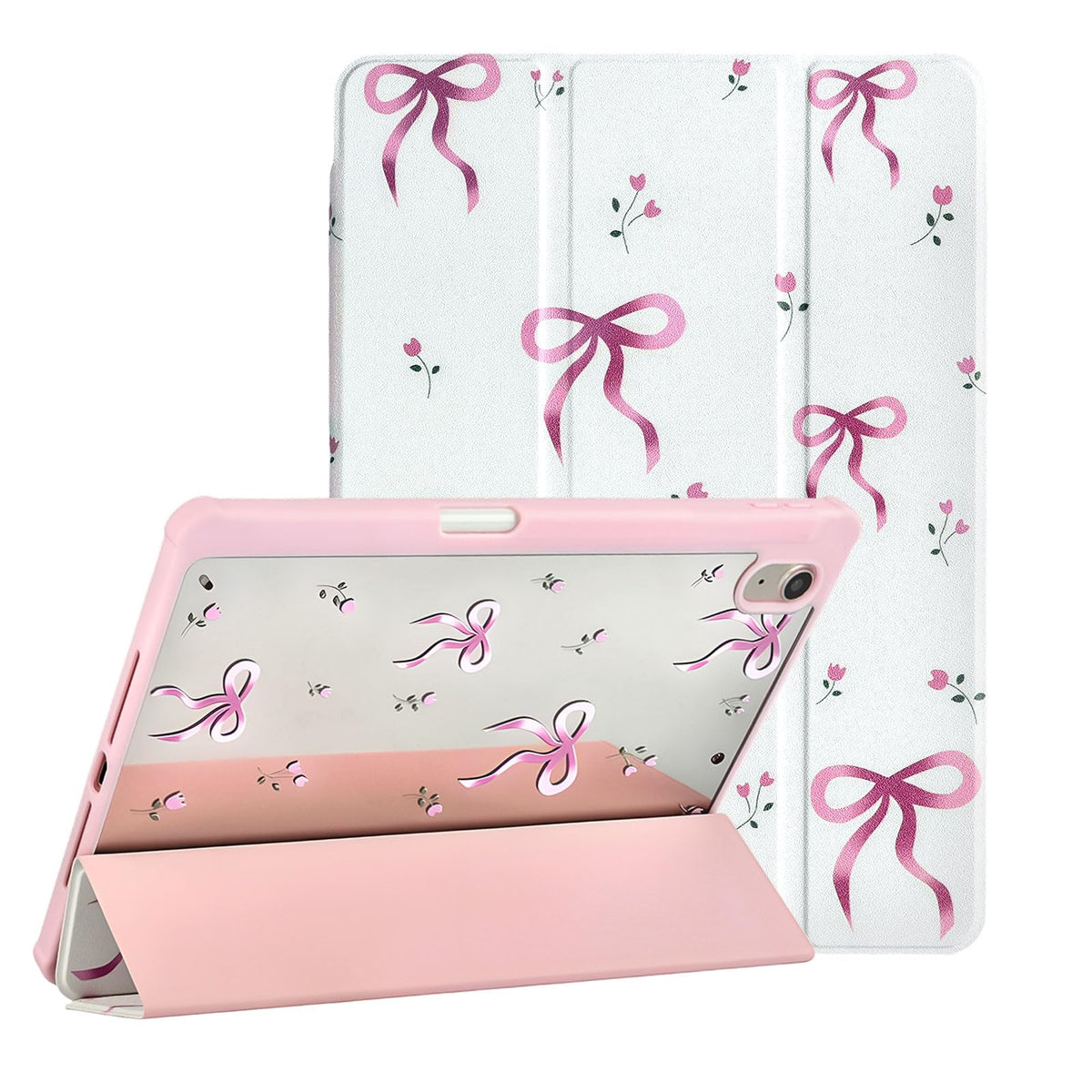 Fycyko Compatible with iPad (A16) 11th Generation 11 Inch 2025/iPad 10th Generation 10.9 Inch 2022 Case,Aesthetics Bow Flower Print Design with Pencil