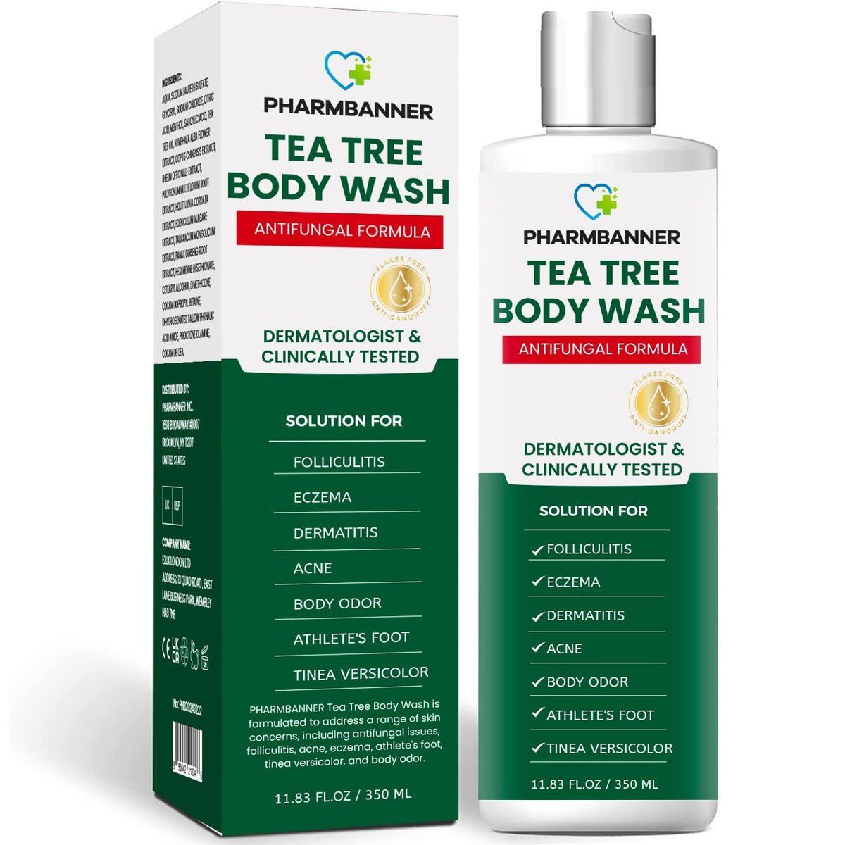Tea Tree Body Wash Antifungal: Folliculitis Treatment for Dermatitis-Prone Skin, Face & Body Acne, Jock Itch, Athlete?s Foot, Ringworm, Tinea