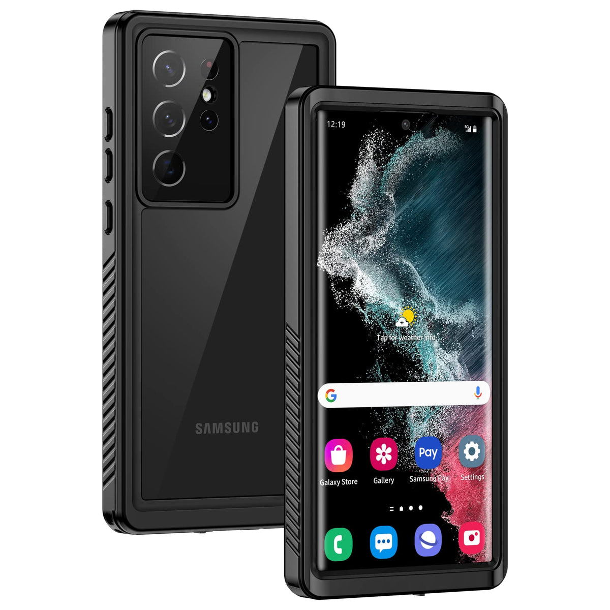 Lanhiem for Samsung S22 Ultra 5G Case, Waterproof S22 Ultra Cover Dustproof Shockproof Case with Built-in Screen Protector, Full Body Underwater
