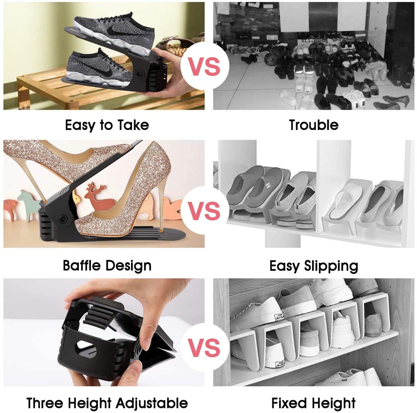 Neprock Shoe Slots Organizer, Adjustable Shoe Stacker Space Saver, Double Deck Shoe Rack Holder for Closet Organization Shoe Storage for