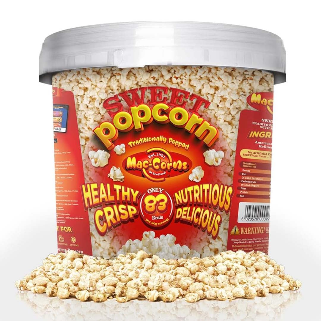 MacCorns - Traditional Sweet Popcorn - Sharing Bucket - Serves 12 Portions