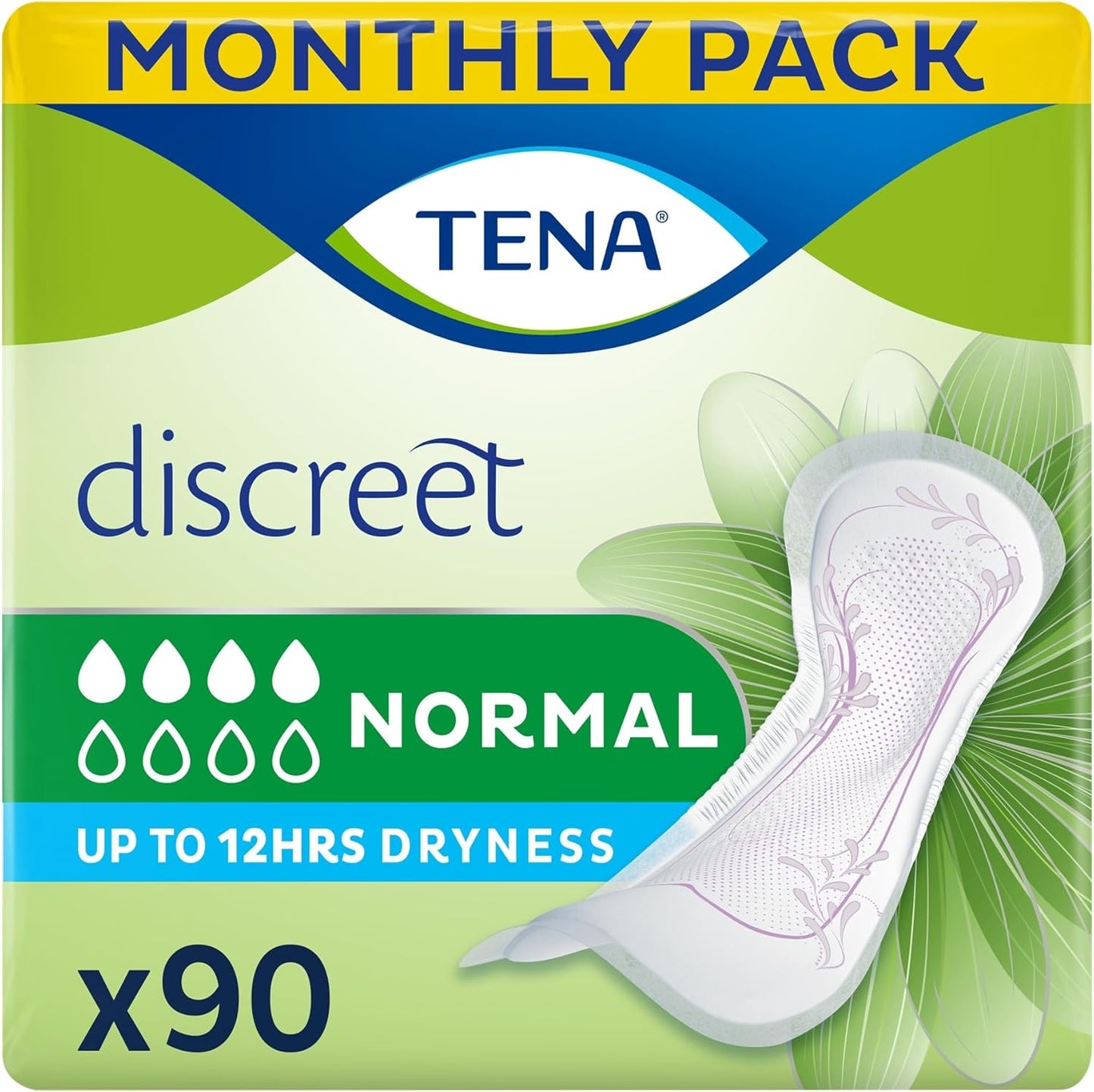 TENA Lady Normal Towels, Pack Of 90, open, scruffy box