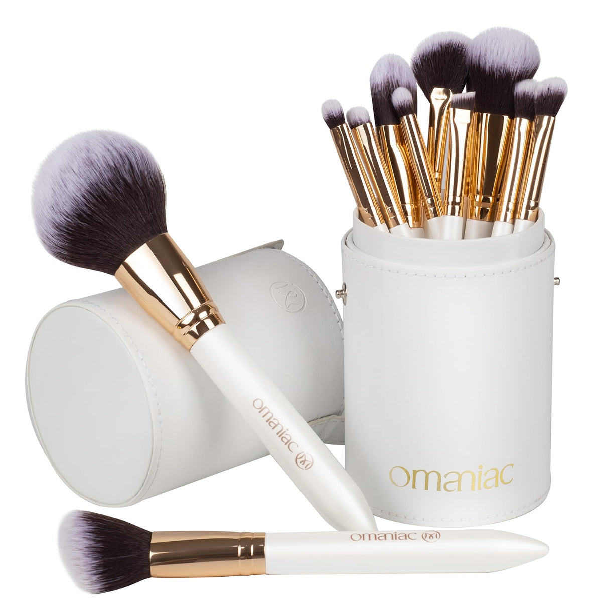 OMANIAC Professional Makeup Brushes Set (12Pcs), Pearl Flash Handles, Comfortable To Hold And Easy To Use. Full Face Travel Make up Brushes Set