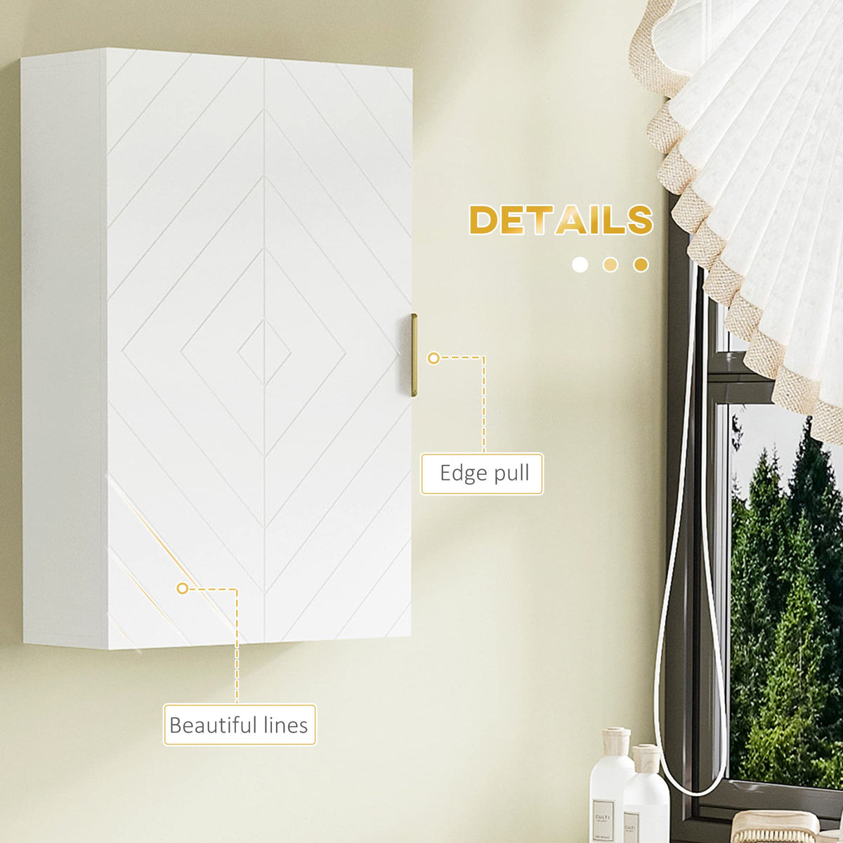 kleankin Bathroom Wall Cabinet with Adjustable Shelves for Hallway, White
