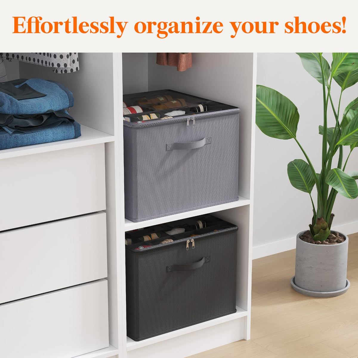 Lifewit Shoe Storage Organiser for Closet, Holder Box, 1 Pack, Gray