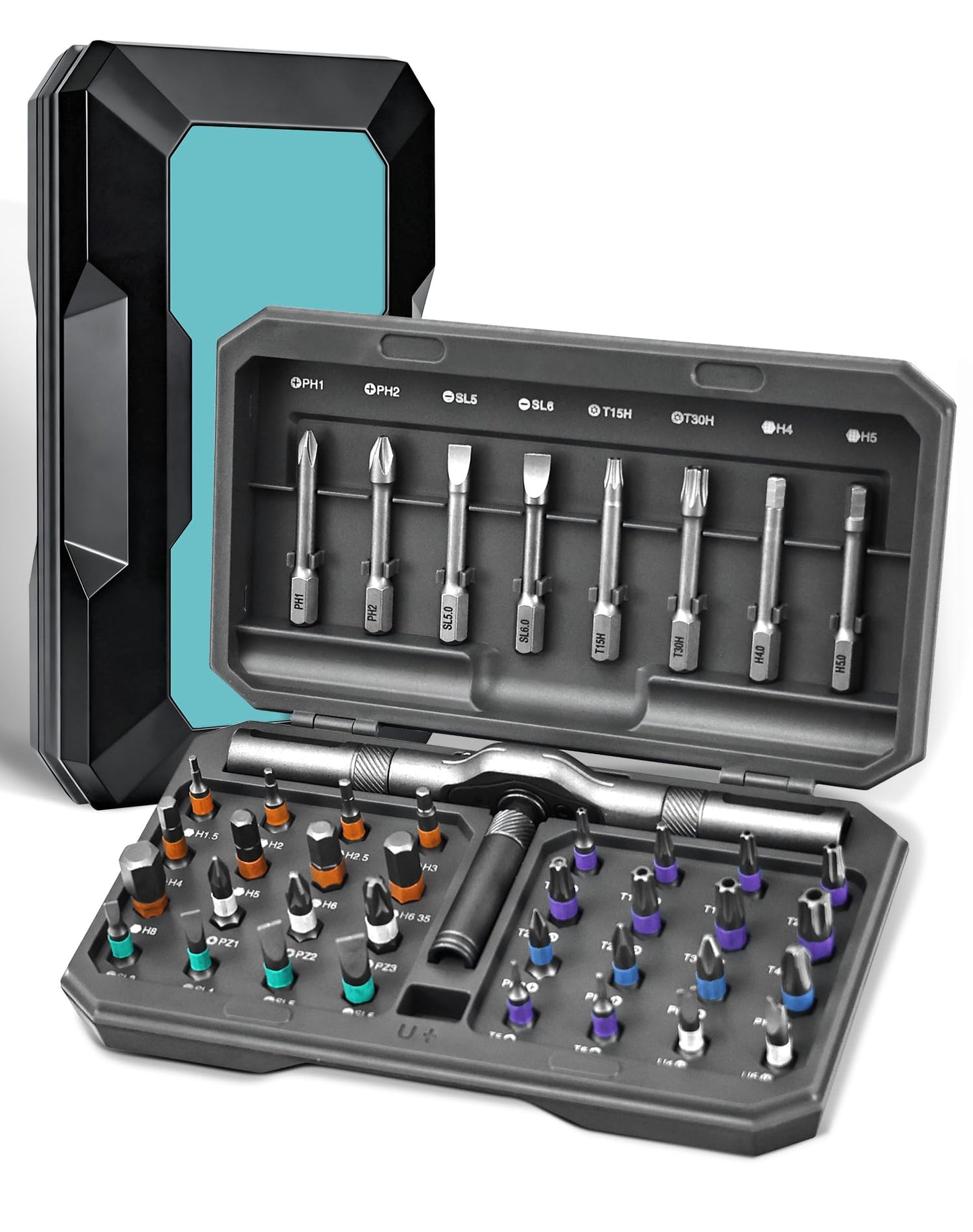 42 in 1 Magnetic Screwdriver Set, Ratchet Screwdriver Set, DIY Combination Flexible Shaft, Detachable T Ratchet Handle, Magnetic S2 Steel Bits, for