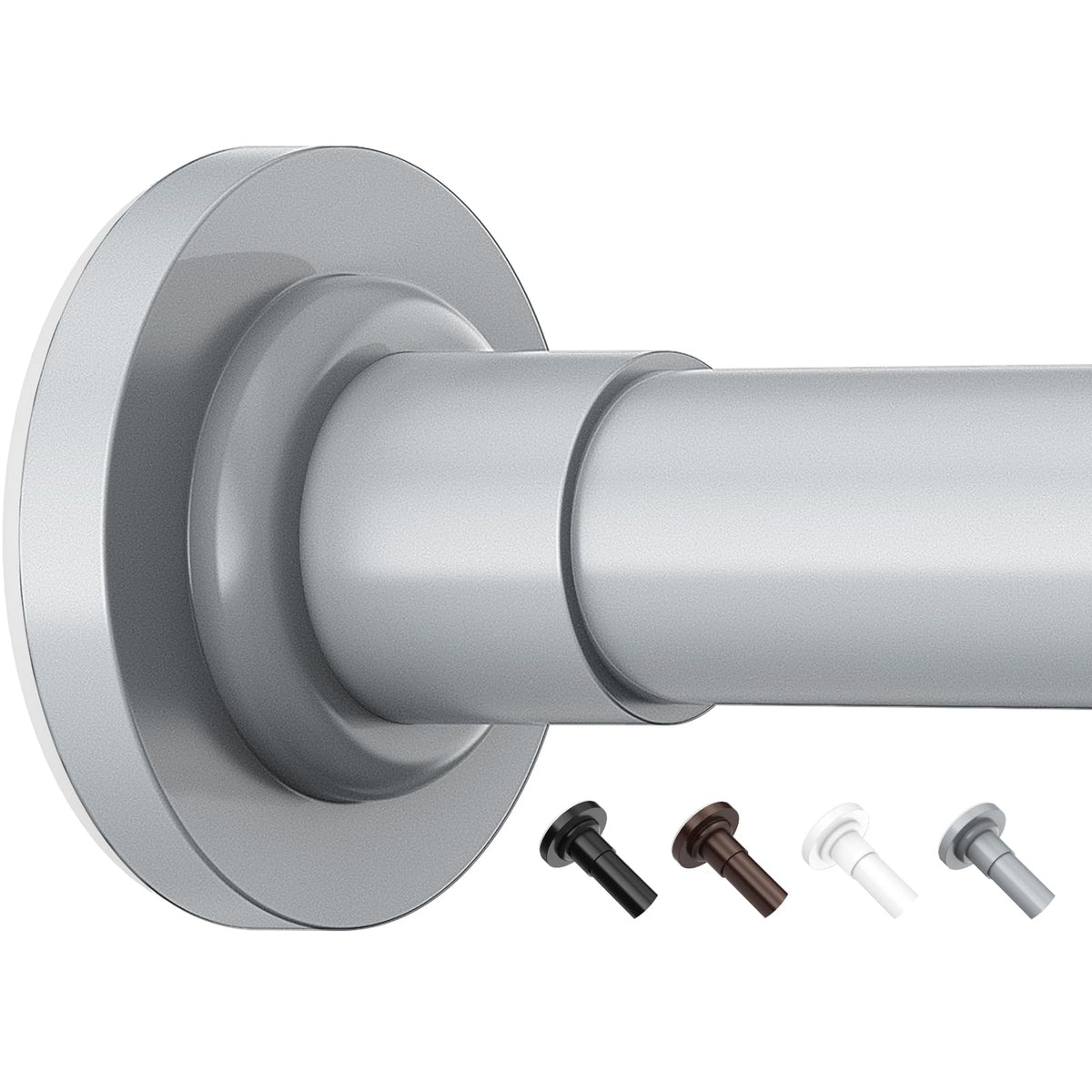 Yeabett Curtain Pole, 48-154.9cm Extendable Net Curtain Rod, Telescopic Curtain Pole for Bathroom or Windows, No Drilling, No Slip, No Rust, Grey